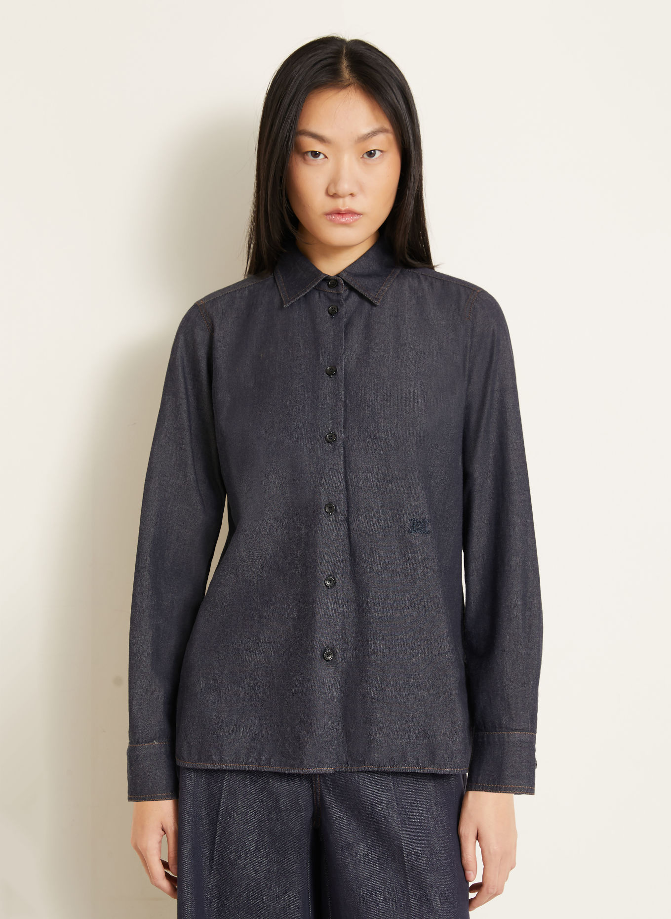 Max Mara Chemise en jean MOLO: BLEU FONCÉ