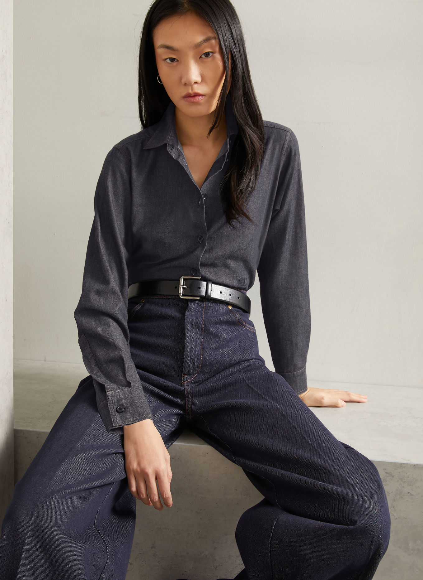Max Mara Chemise en jean MOLO: BLEU FONCÉ
