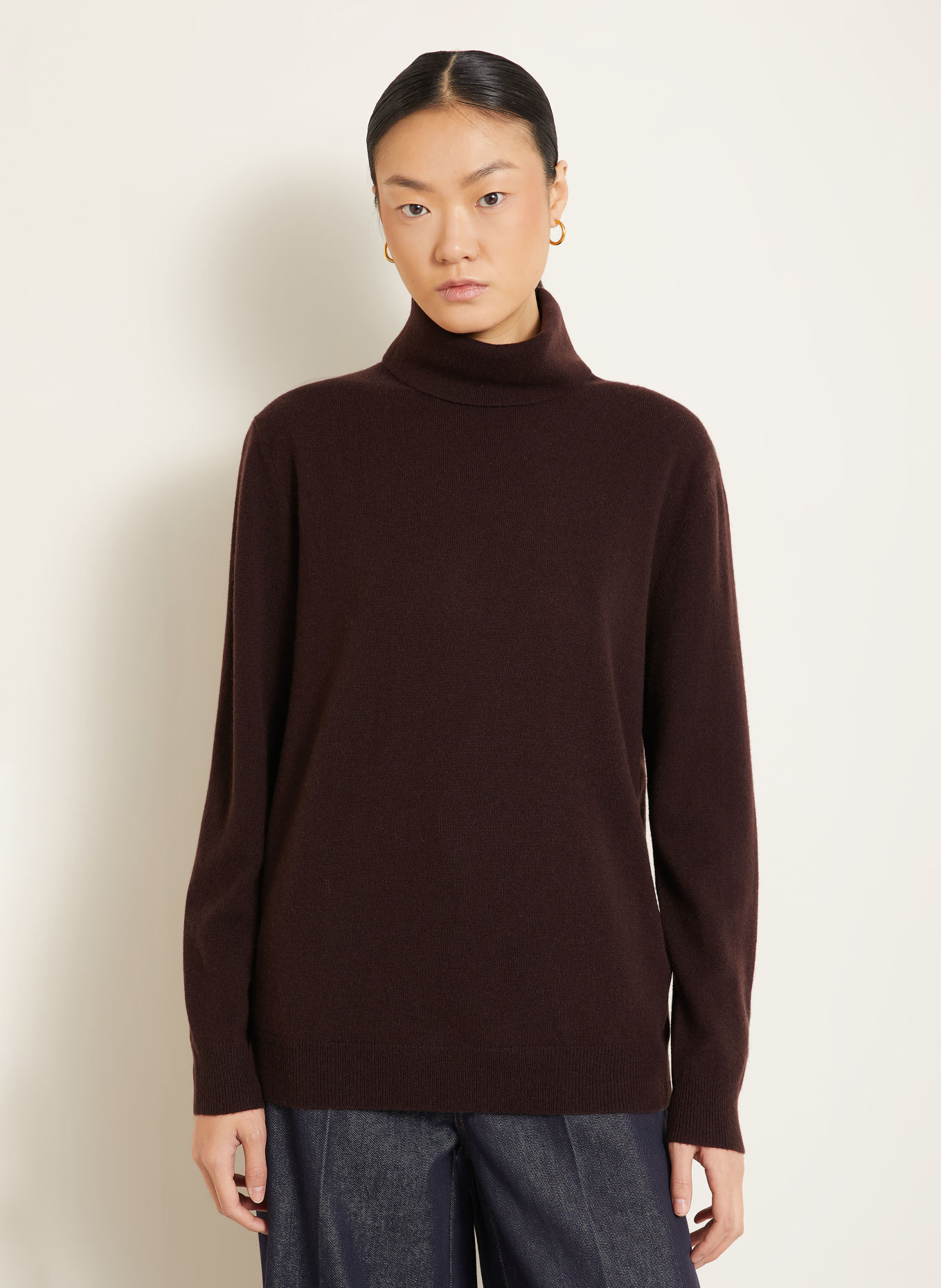 Max Mara Pull à col roulé OTTELIA en cachemire: MARRON FONCÉ