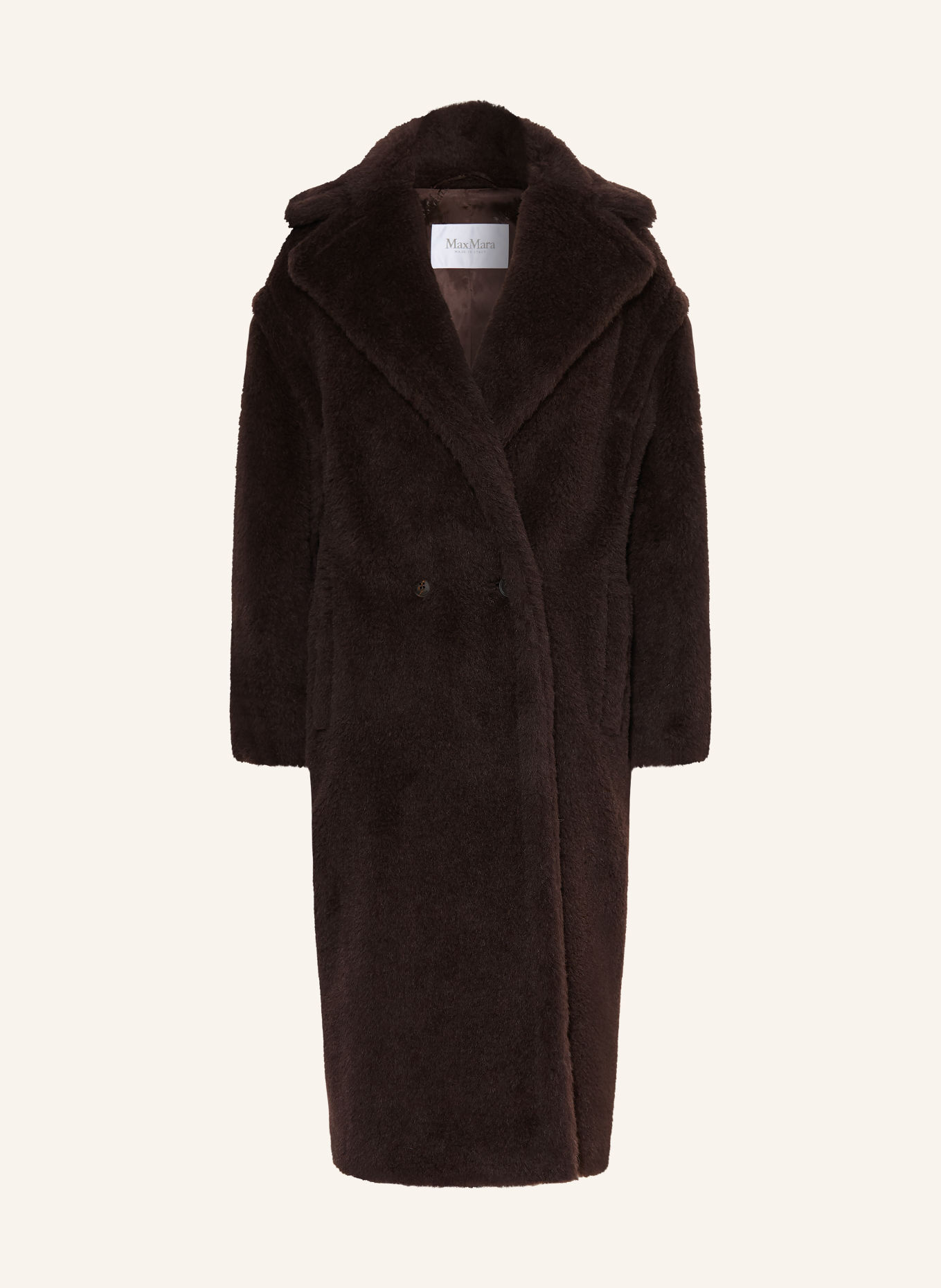 Max Mara TEDGIRL Teddy Fur Coat with Alpaca: DARK BROWN