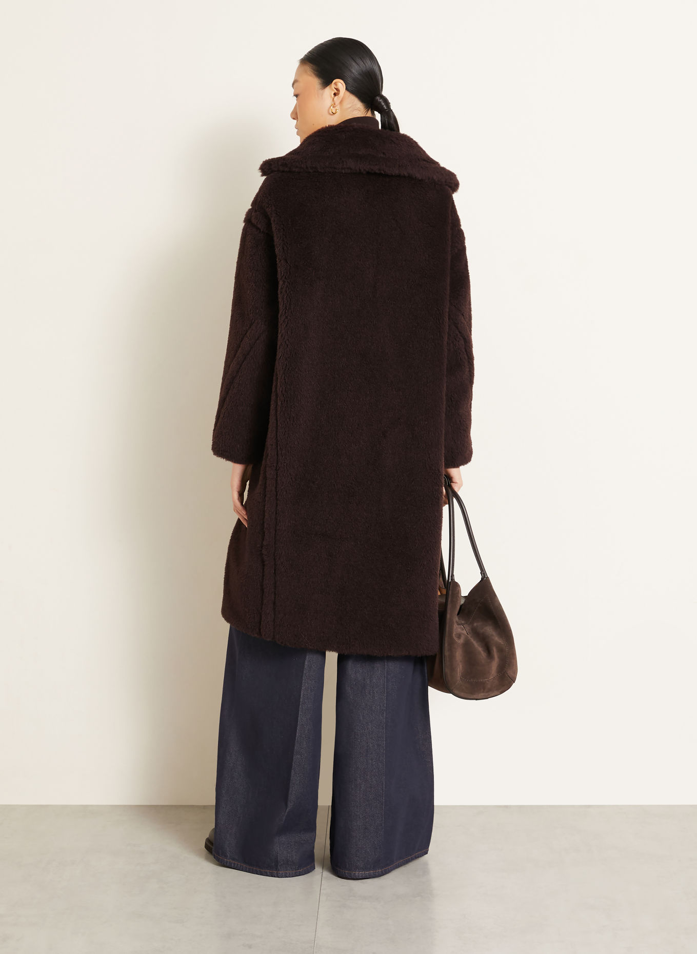 Max Mara TEDGIRL Teddy Fur Coat with Alpaca: DARK BROWN