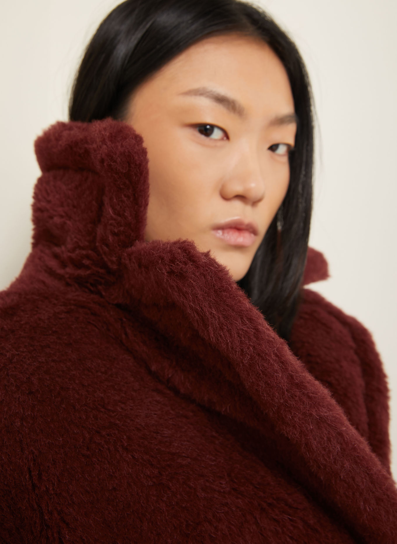 Max Mara Teddypälsrock TEDGIRL med alpacka: MÖRKRÖD