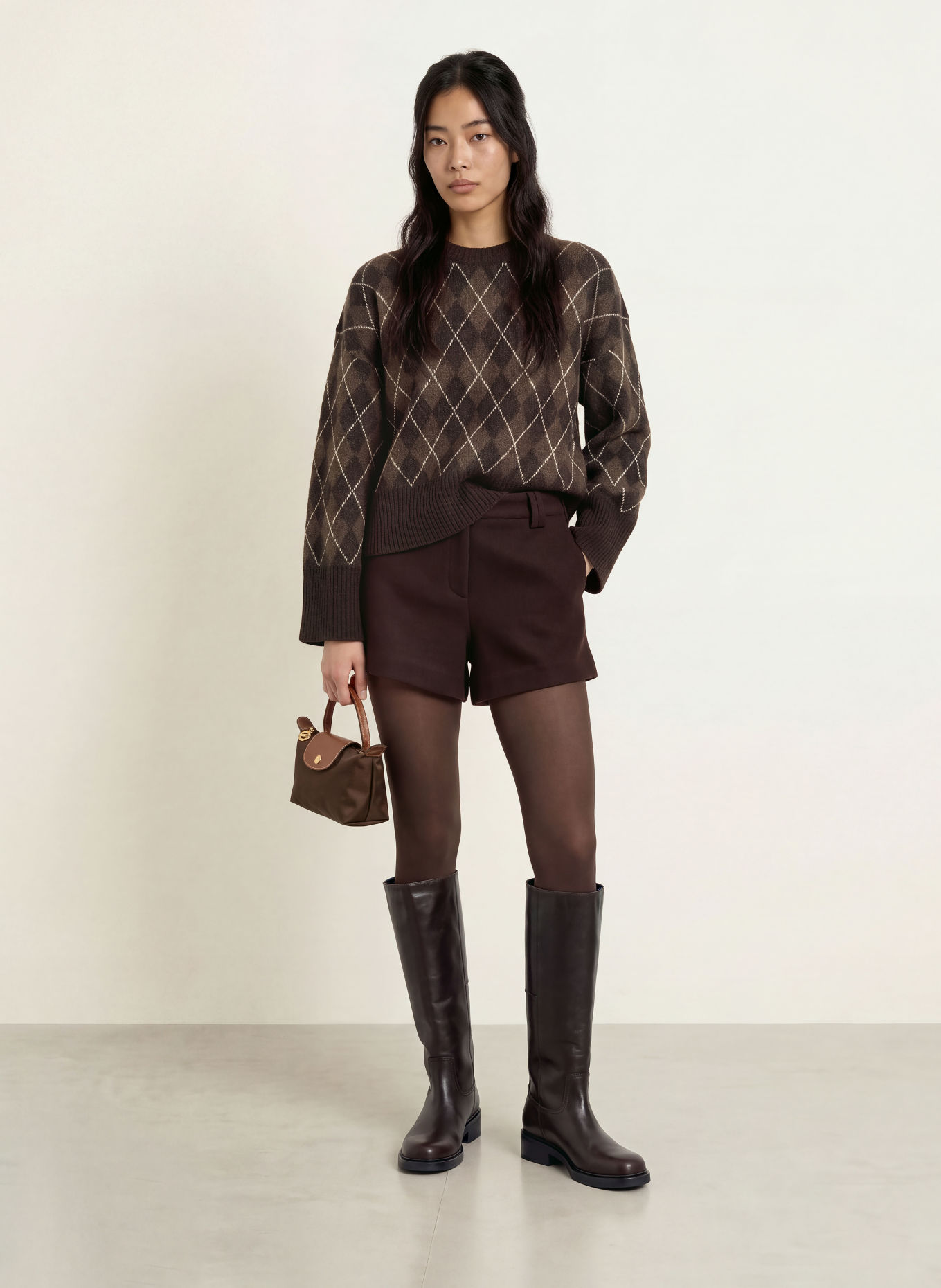 NEO NOIR Sweater: DARK BROWN / CREAM / TAUPE