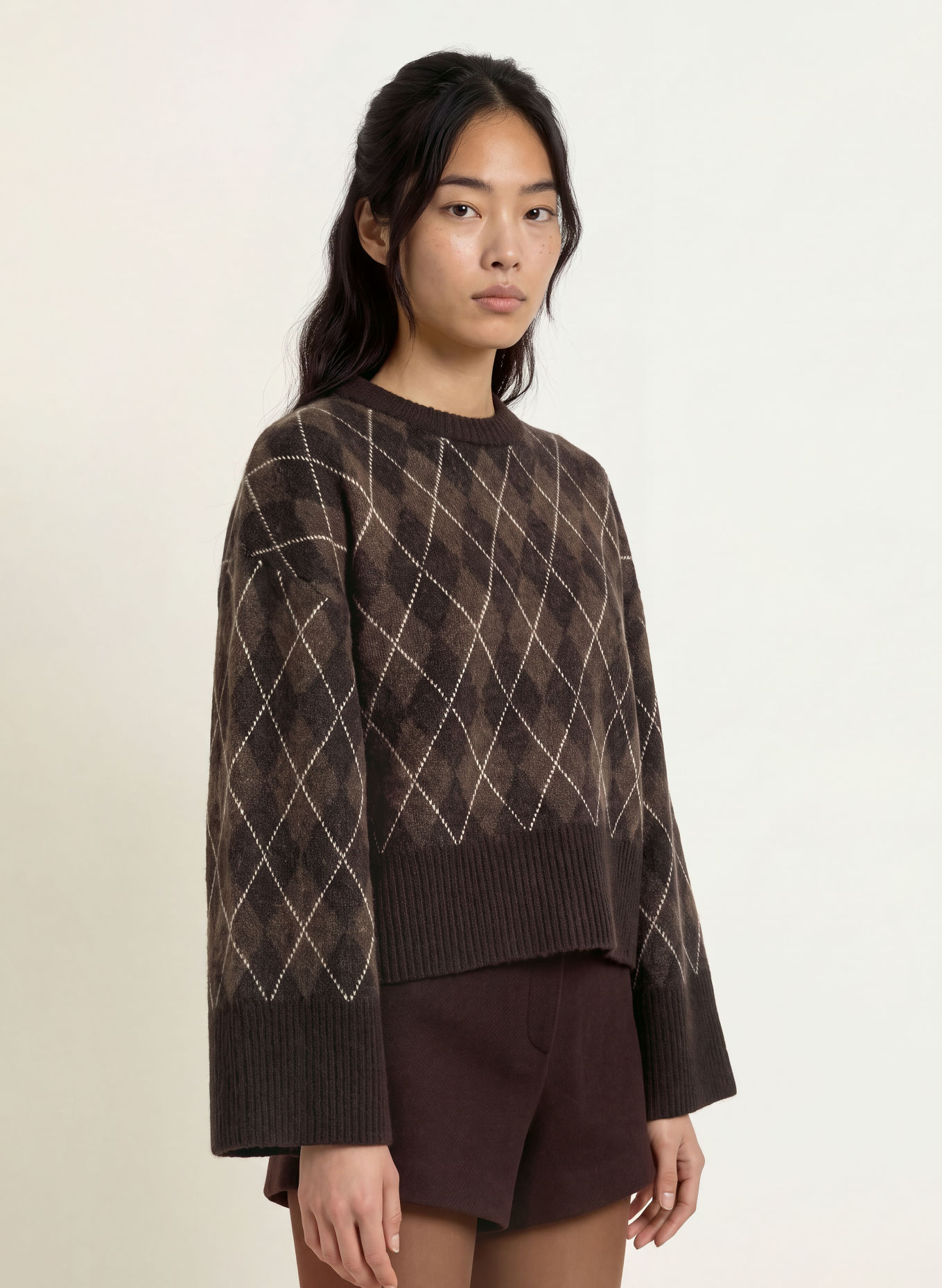 NEO NOIR Sweater: DARK BROWN / CREAM / TAUPE