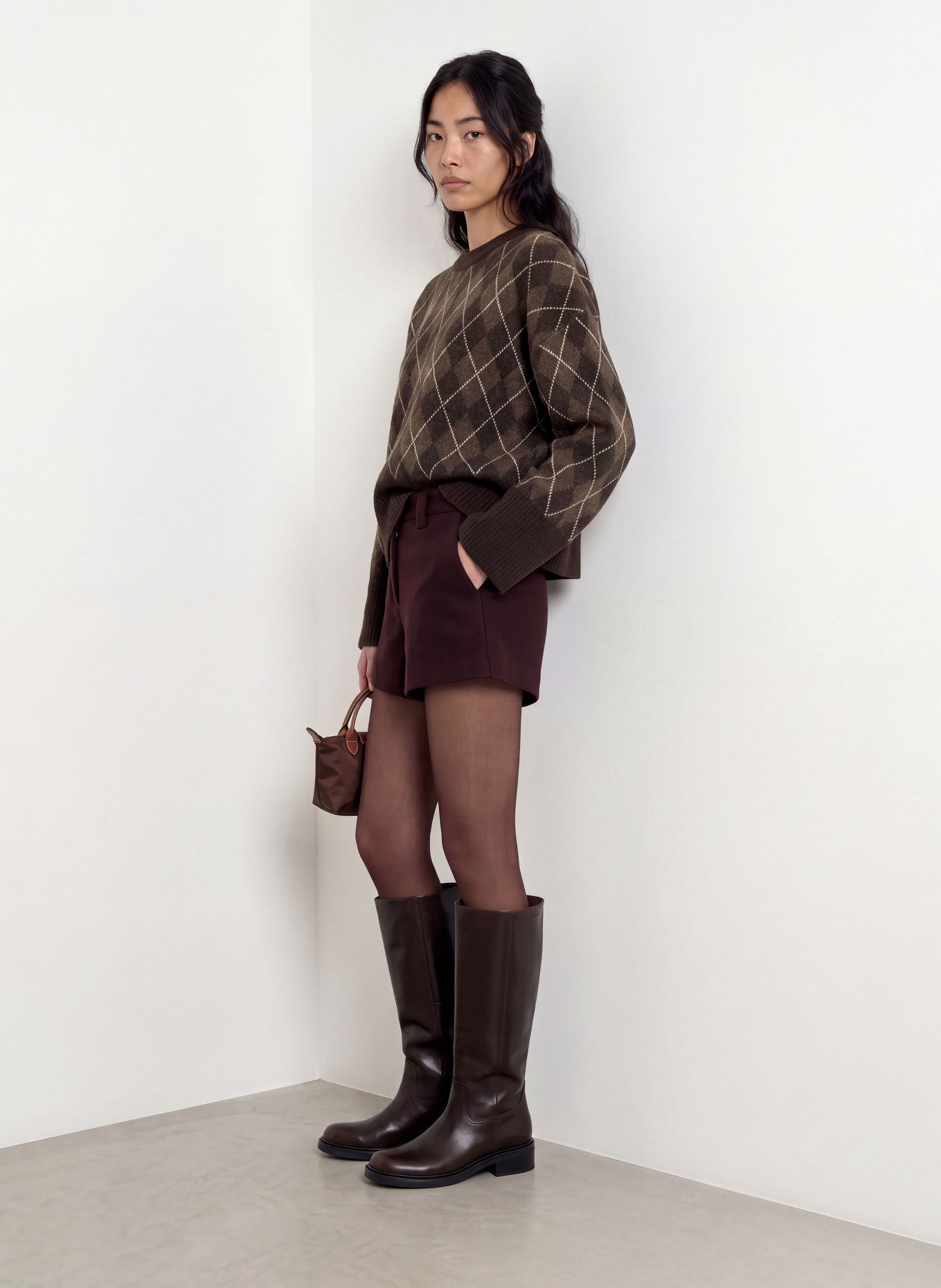 NEO NOIR Sweater: DARK BROWN / CREAM / TAUPE