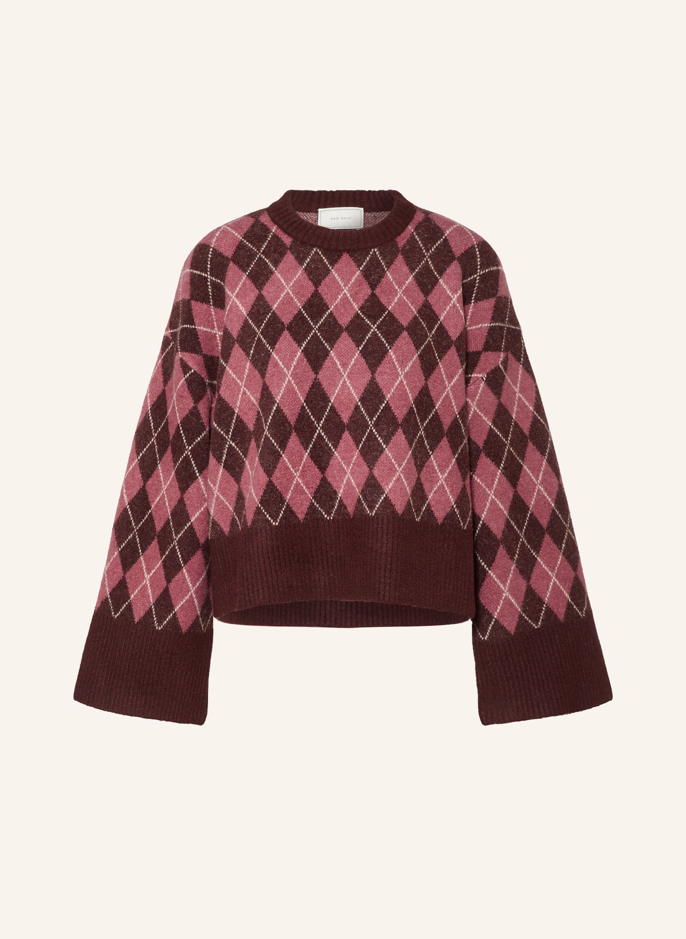NEO NOIR Sweater: DARK RED / DUSKY PINK / WHITE