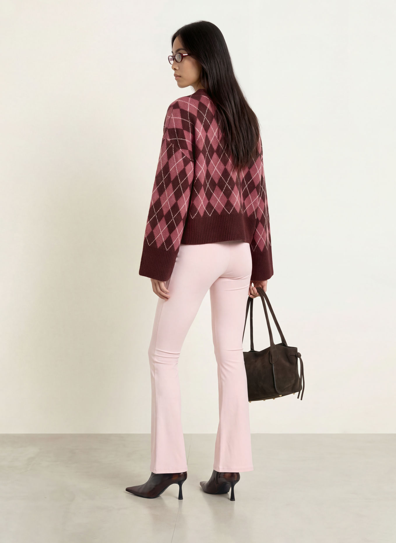 NEO NOIR Sweater: DARK RED / DUSKY PINK / WHITE