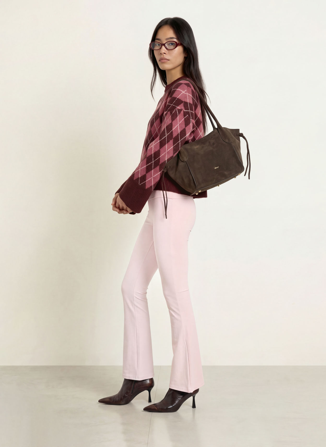 NEO NOIR Sweater: DARK RED / DUSKY PINK / WHITE