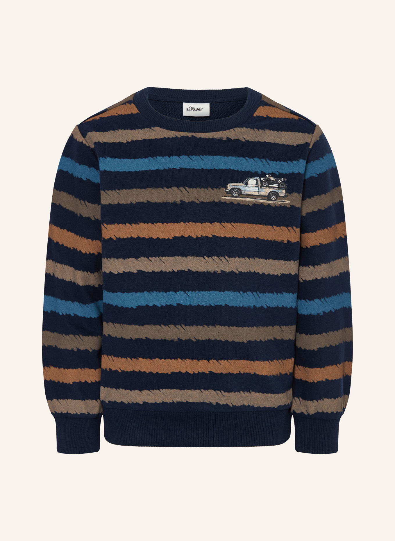 s.Oliver RED Sweatshirt: DUNKELBLAU / BEIGE / ORANGE