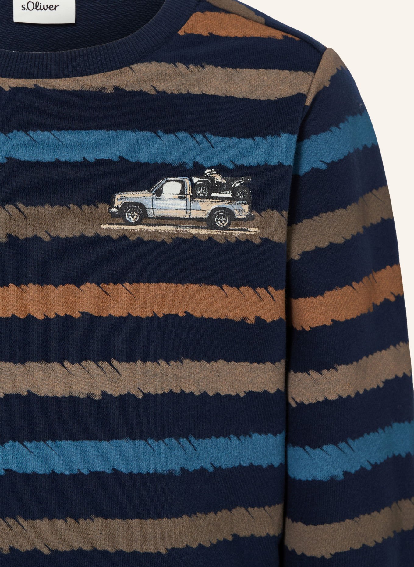s.Oliver RED Sweatshirt: DUNKELBLAU / BEIGE / ORANGE