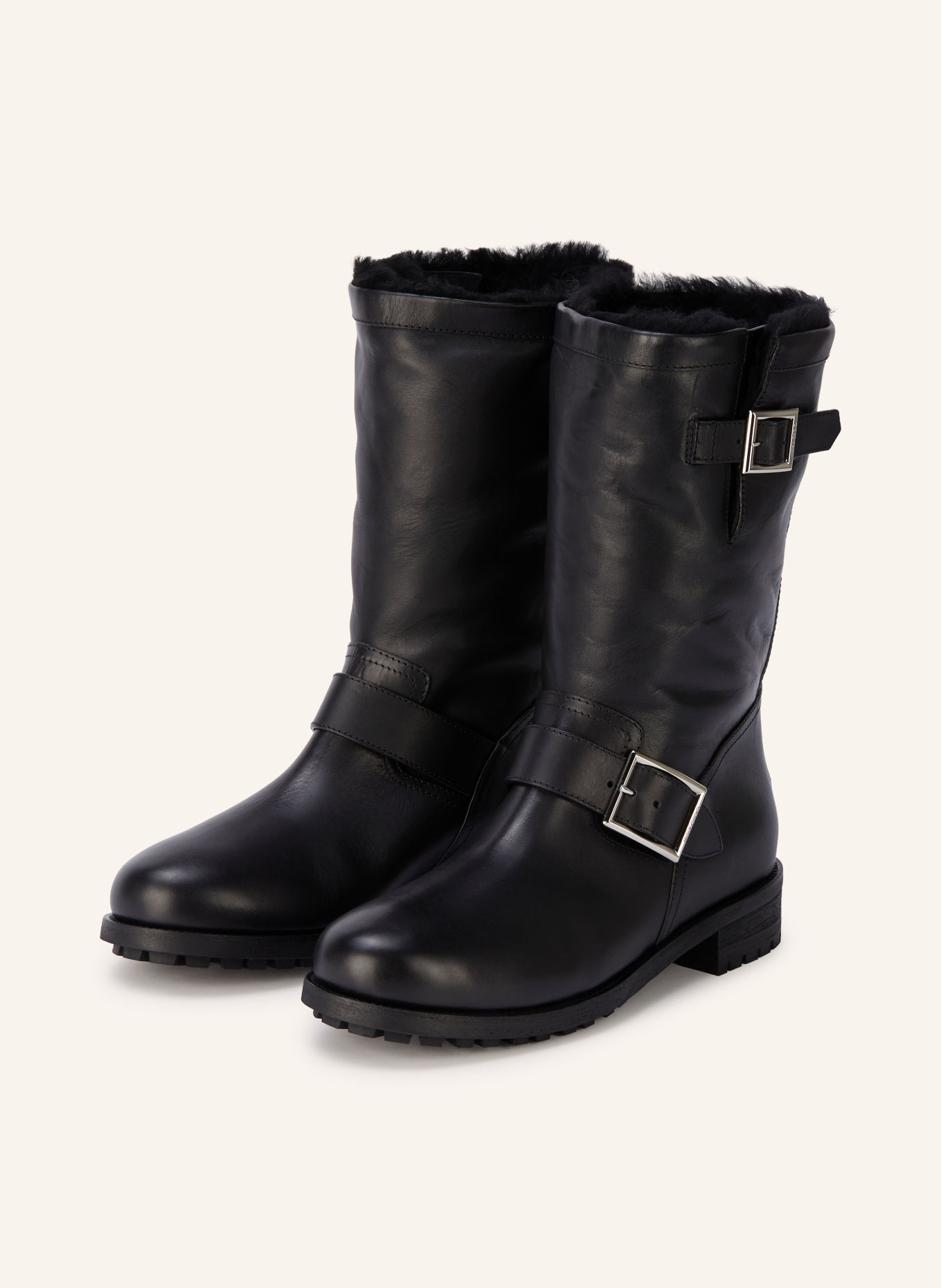 JIMMY CHOO Botki motocyklowe: CZARNY / SREBRNY