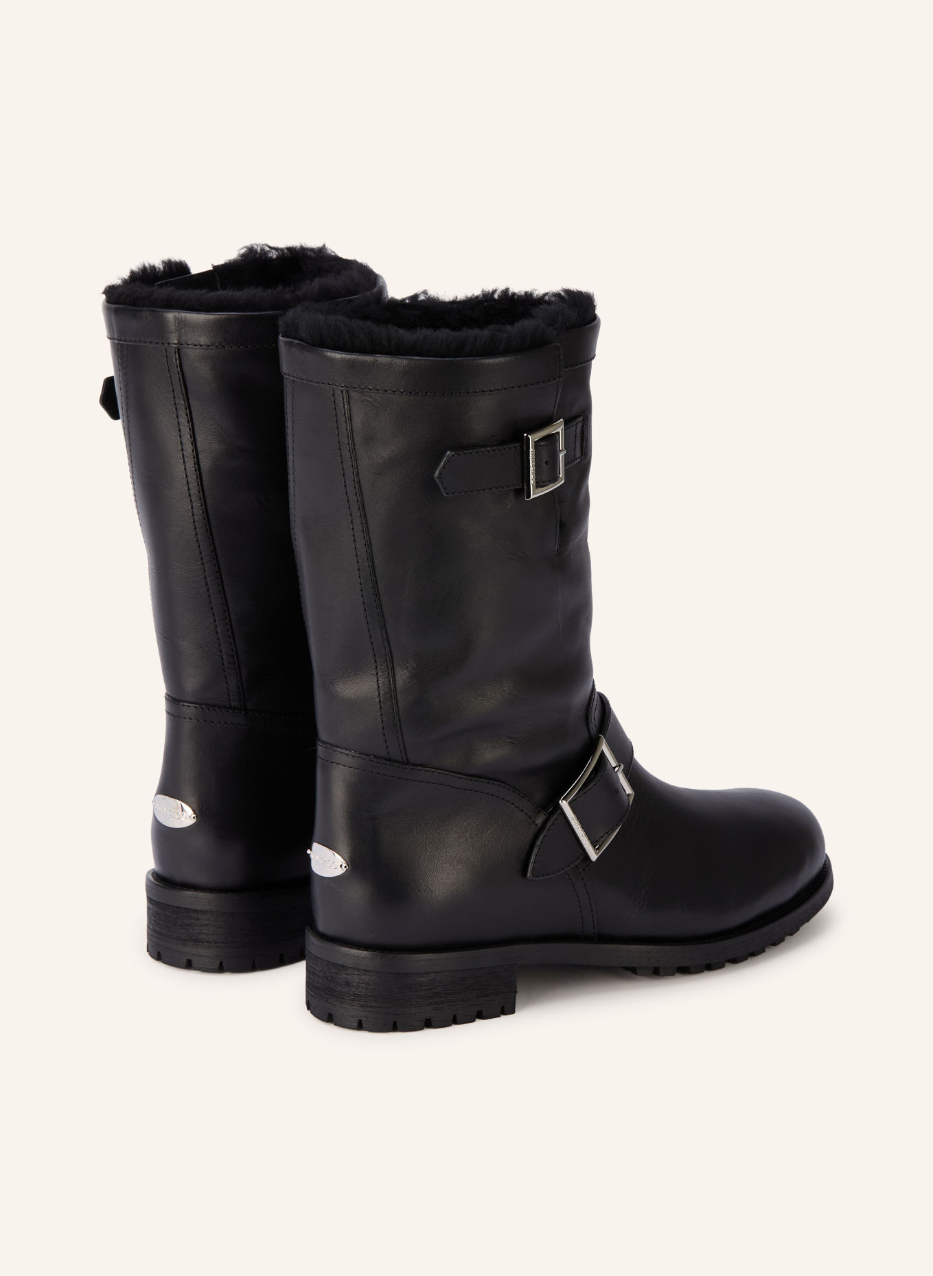 JIMMY CHOO Botki motocyklowe: CZARNY / SREBRNY