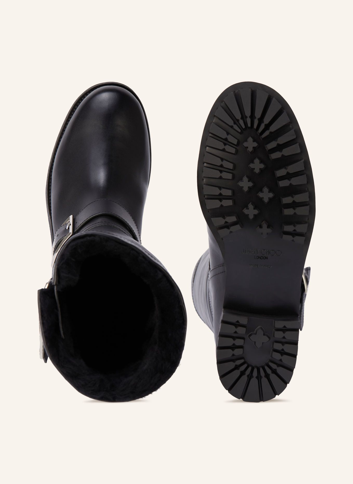 JIMMY CHOO Botki motocyklowe: CZARNY / SREBRNY