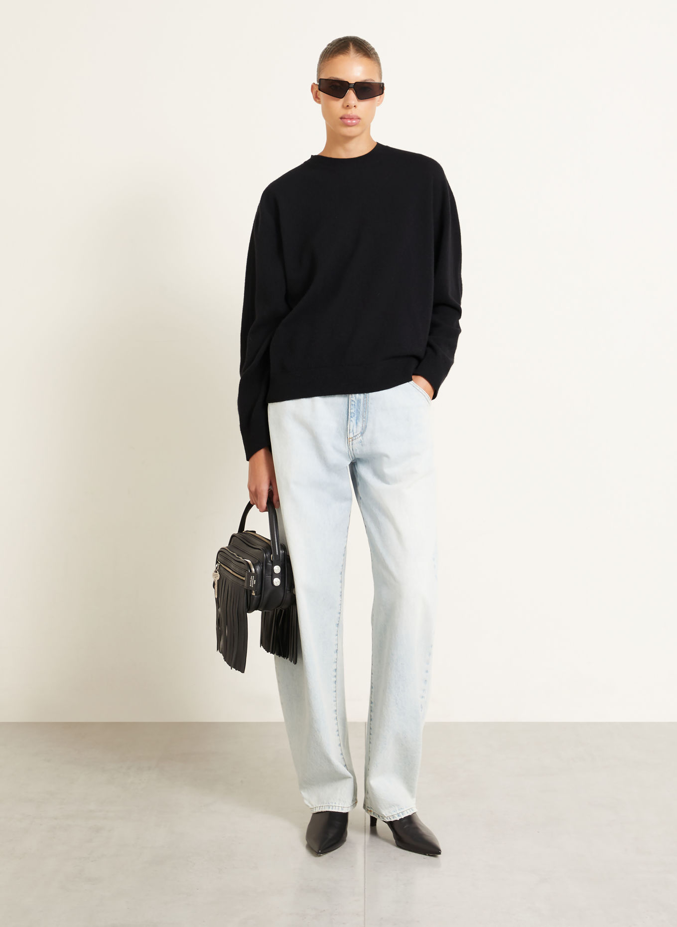 DARKPARK Pullover ADDISON mit Schal: SCHWARZ