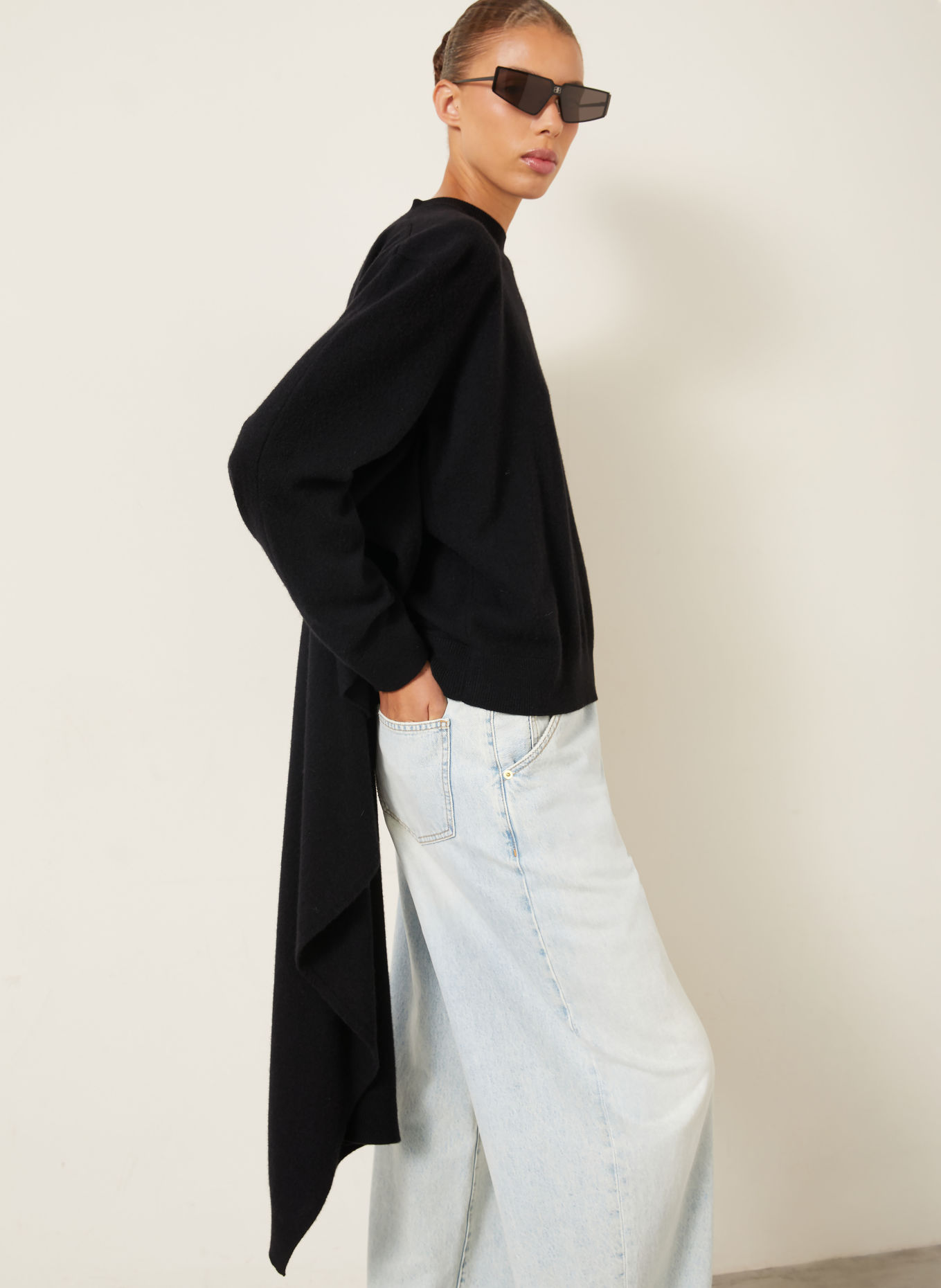 DARKPARK Pullover ADDISON mit Schal: SCHWARZ