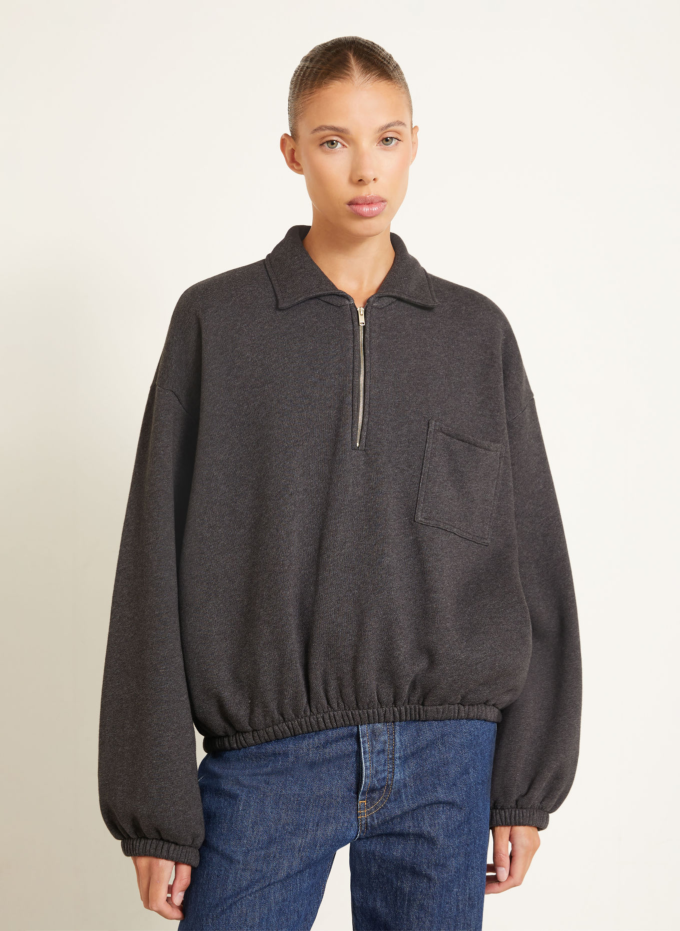 DARKPARK Sweat-Poloshirt ALVA: DUNKELGRAU