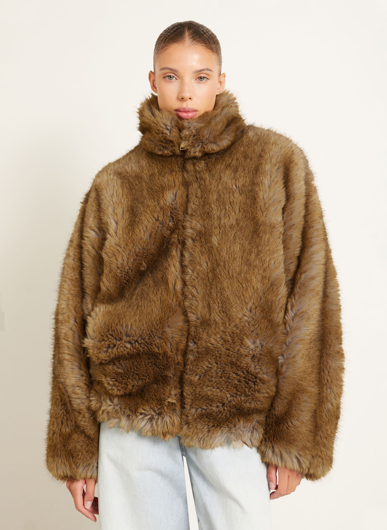 DARKPARK Kunstfell-Jacke: BRAUN