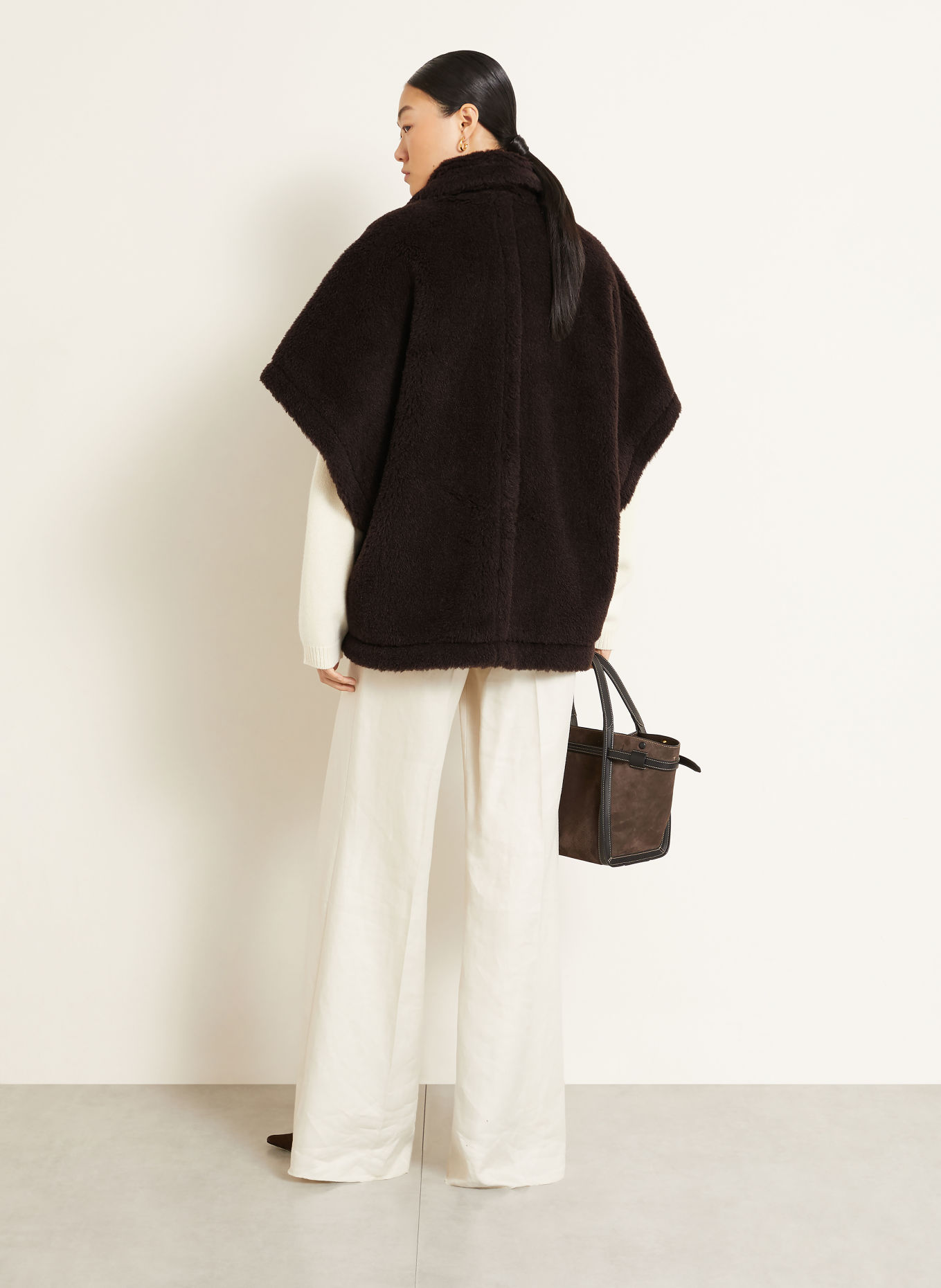 Max Mara Kunstfell-Cape TEBE1 mit Alpaka: DUNKELBRAUN