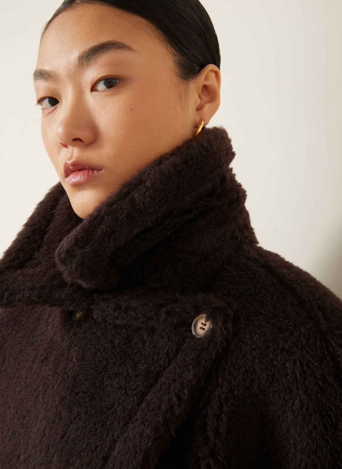 Max Mara Kunstfell-Cape TEBE1 mit Alpaka: DUNKELBRAUN