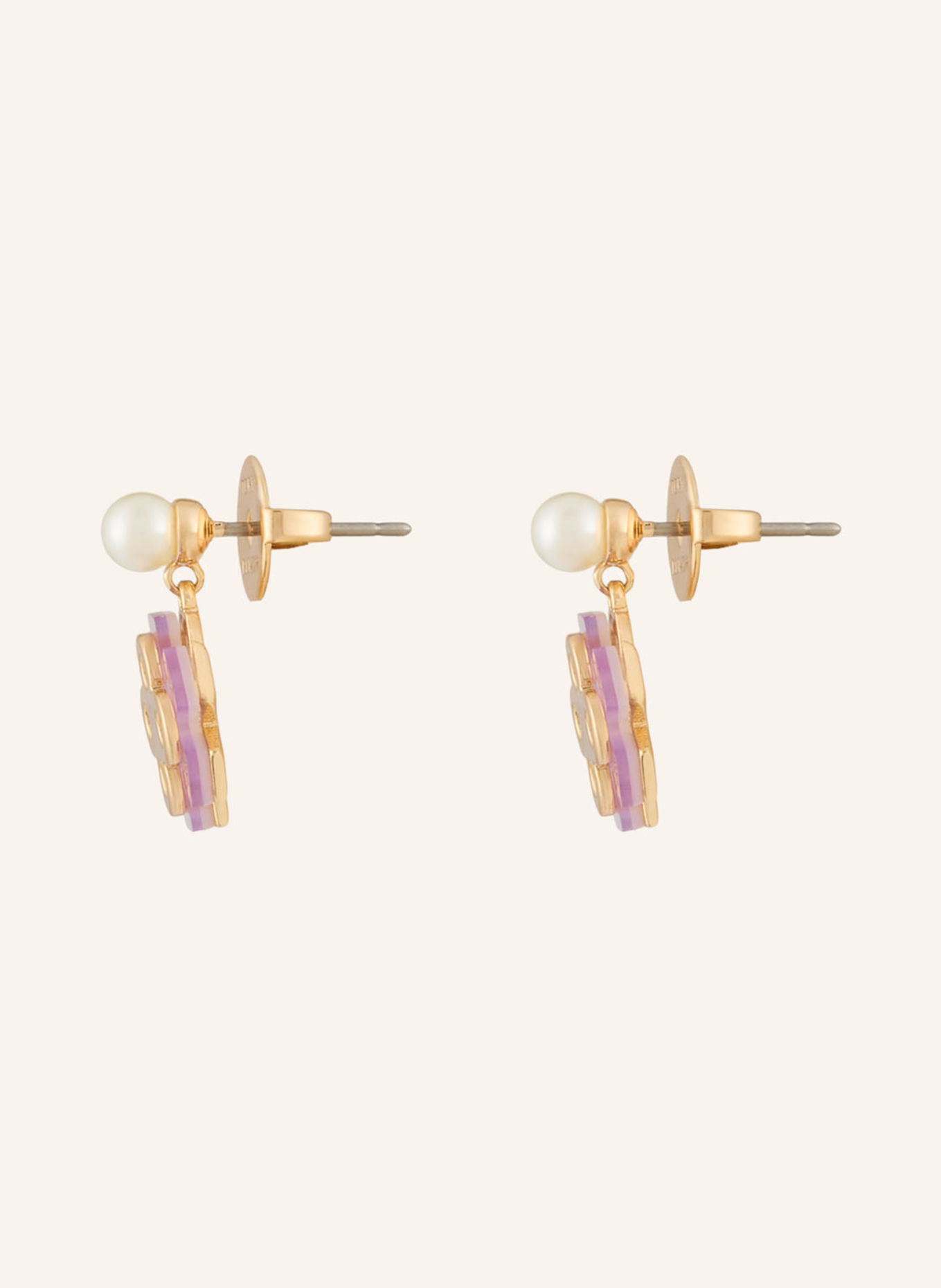 TORY BURCH Ohrstecker FORGET ME NOT: GOLD / HELLROSA / WEISS