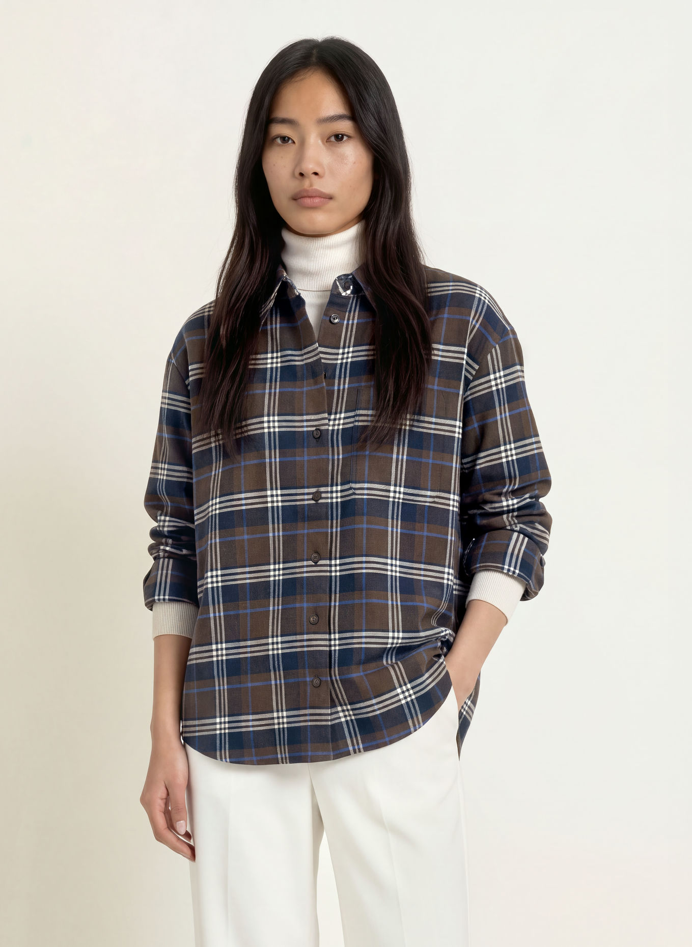 darling harbour Chemisier en flanelle: dark brown / beige