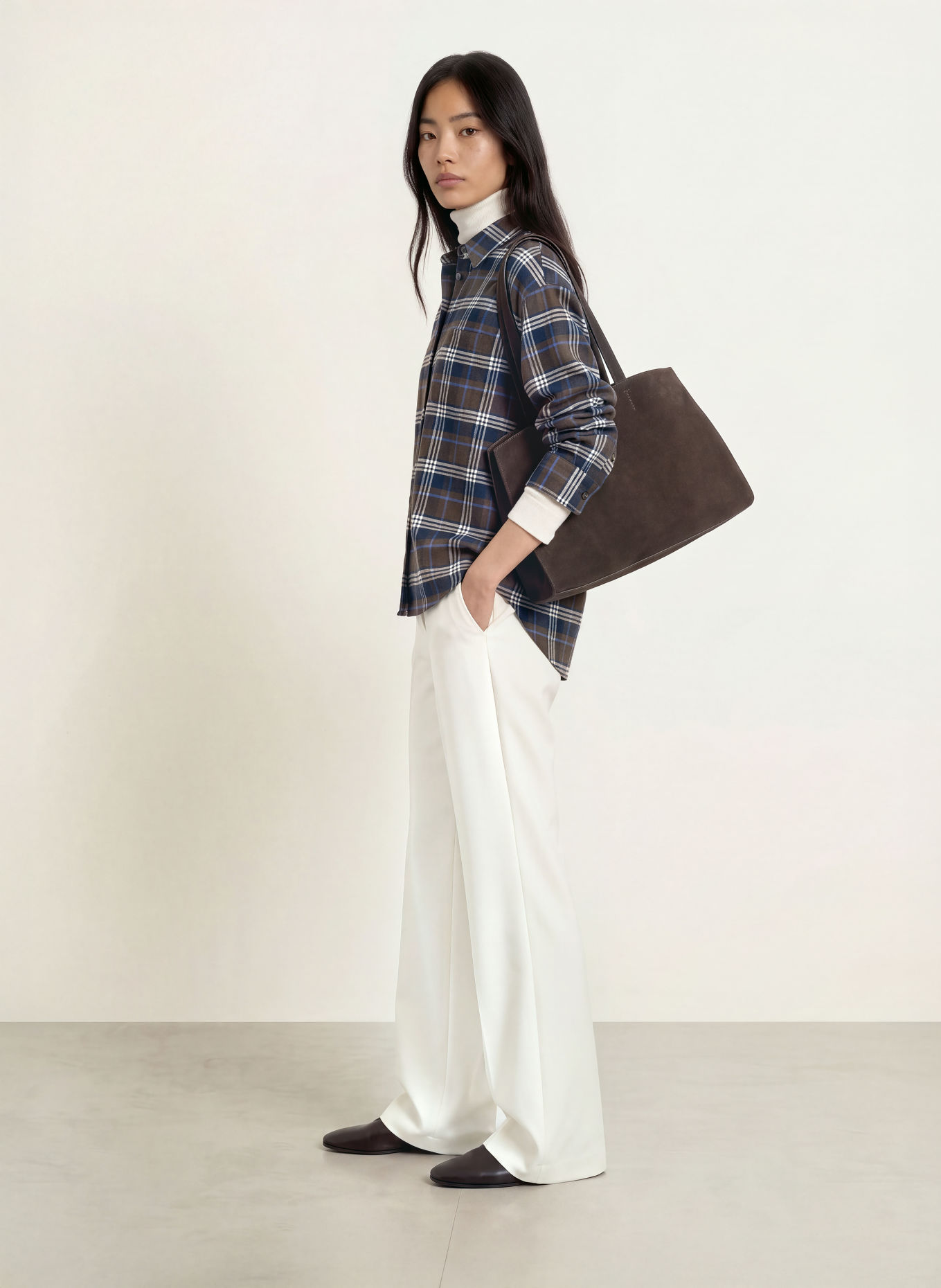 darling harbour Chemisier en flanelle: dark brown / beige