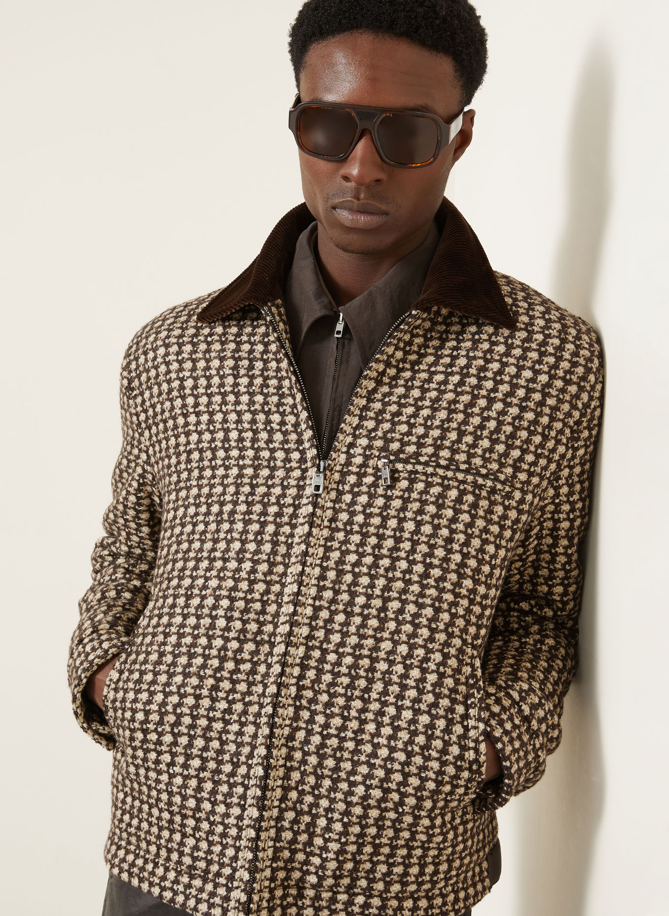 DOLCE & GABBANA Overjacket: DUNKELBRAUN / BEIGE