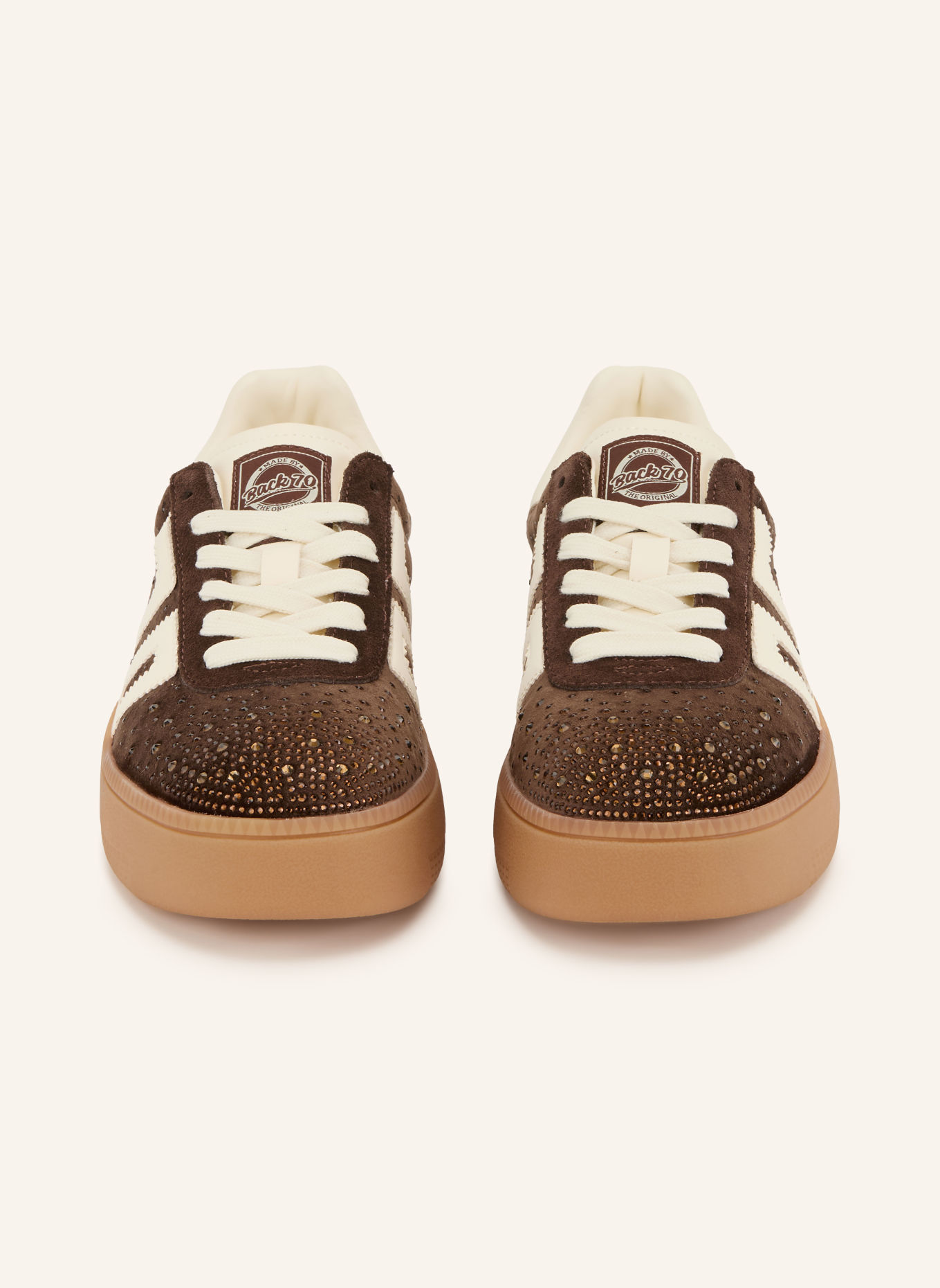 BACK 70 Sneaker mit Schmucksteinen: DUNKELBRAUN / WEISS