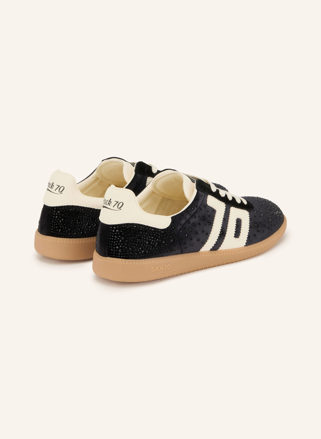 BACK 70 CLOUD Sneakers with Rhinestones: BLACK / WHITE