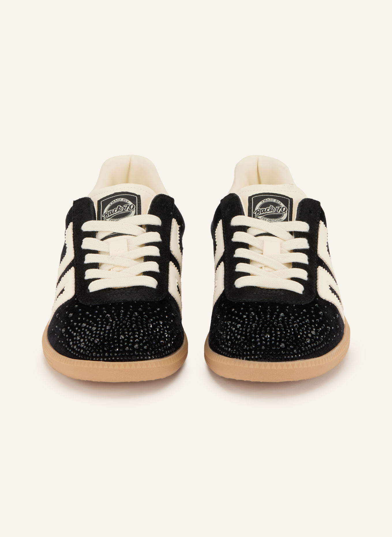 BACK 70 CLOUD Sneakers with Rhinestones: BLACK / WHITE