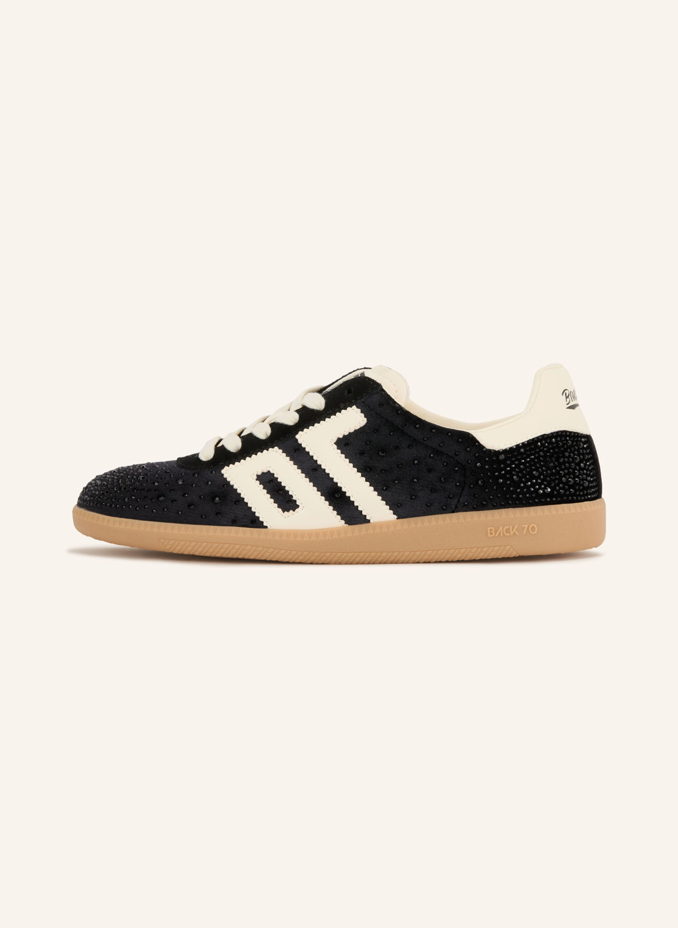 BACK 70 CLOUD Sneakers with Rhinestones: BLACK / WHITE