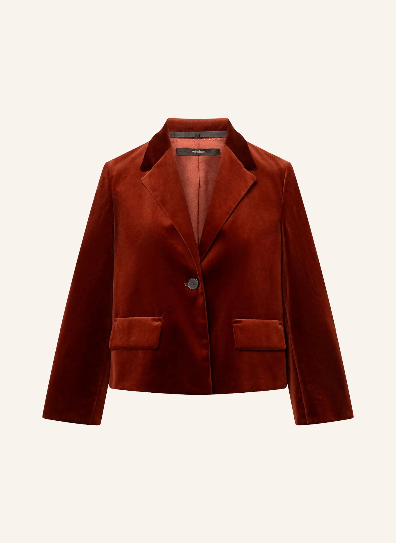 windsor. Fluwelen blazer: DONKERROOD