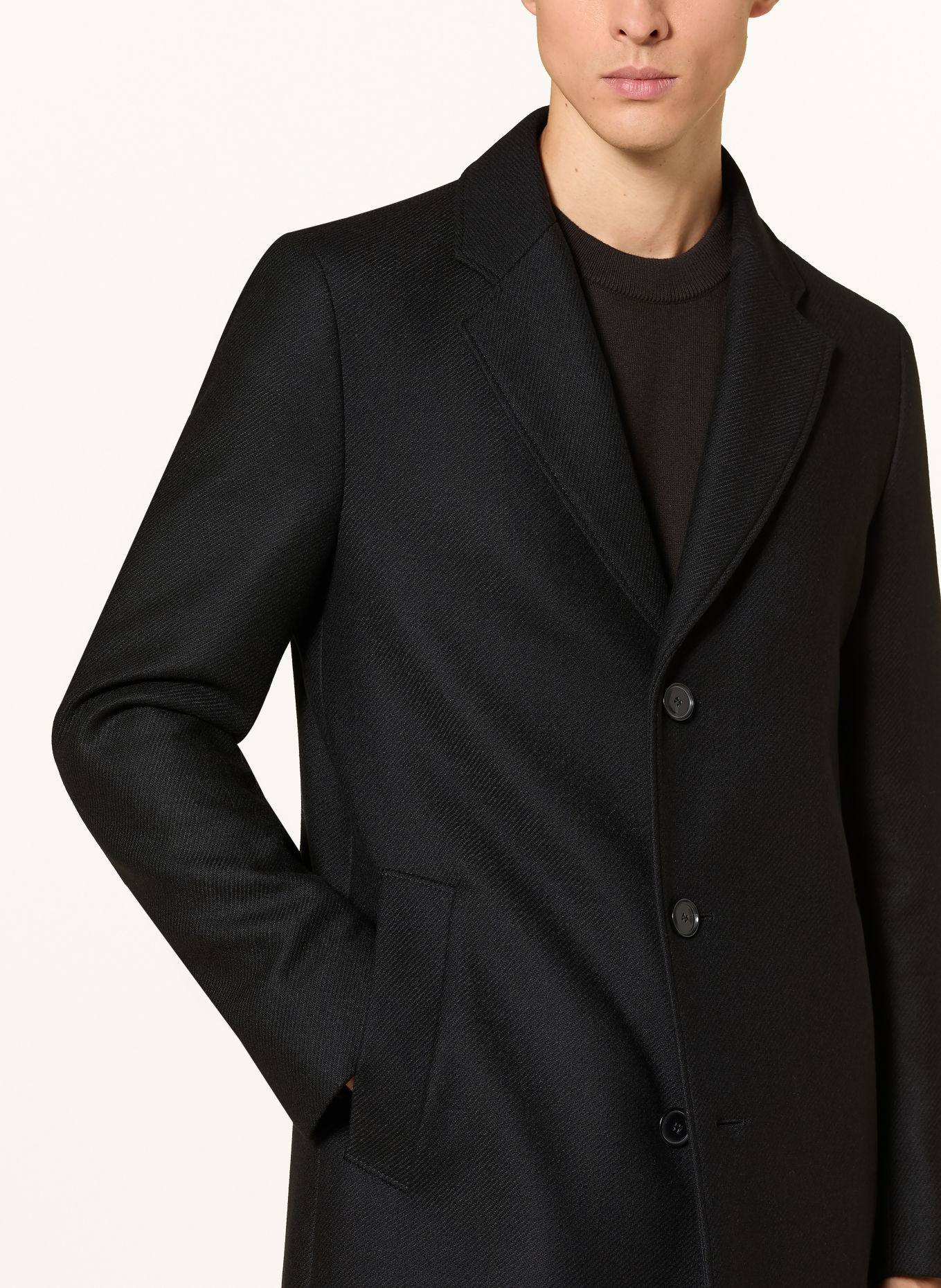 BOSS Wollmantel HYDE mit herausnehmbarer Blende: SCHWARZ