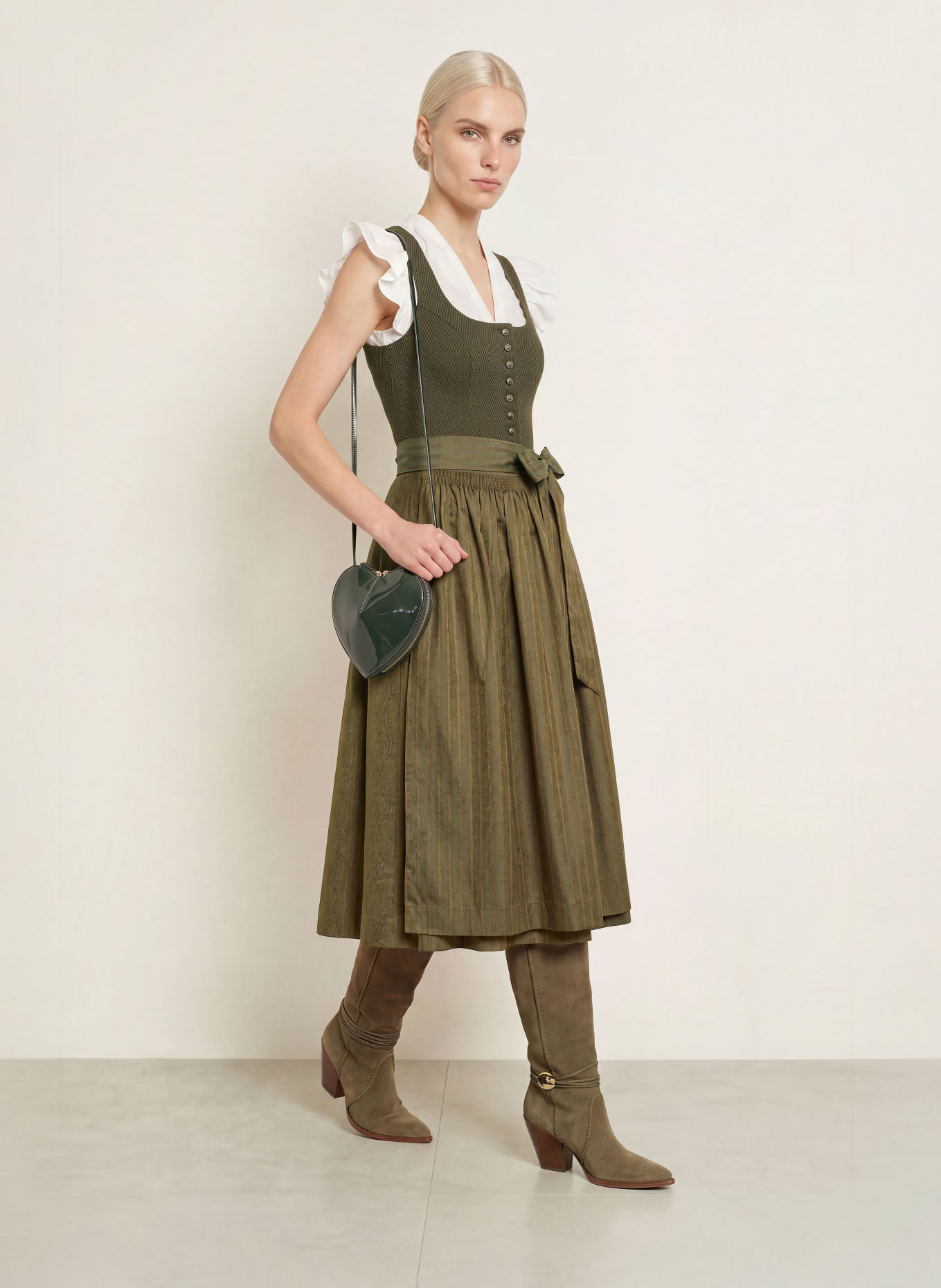 Hammerschmid Dirndl KOFLERSEE: VERDE ÎNCHIS / ALBASTRU-CENUȘIU / NEGRU