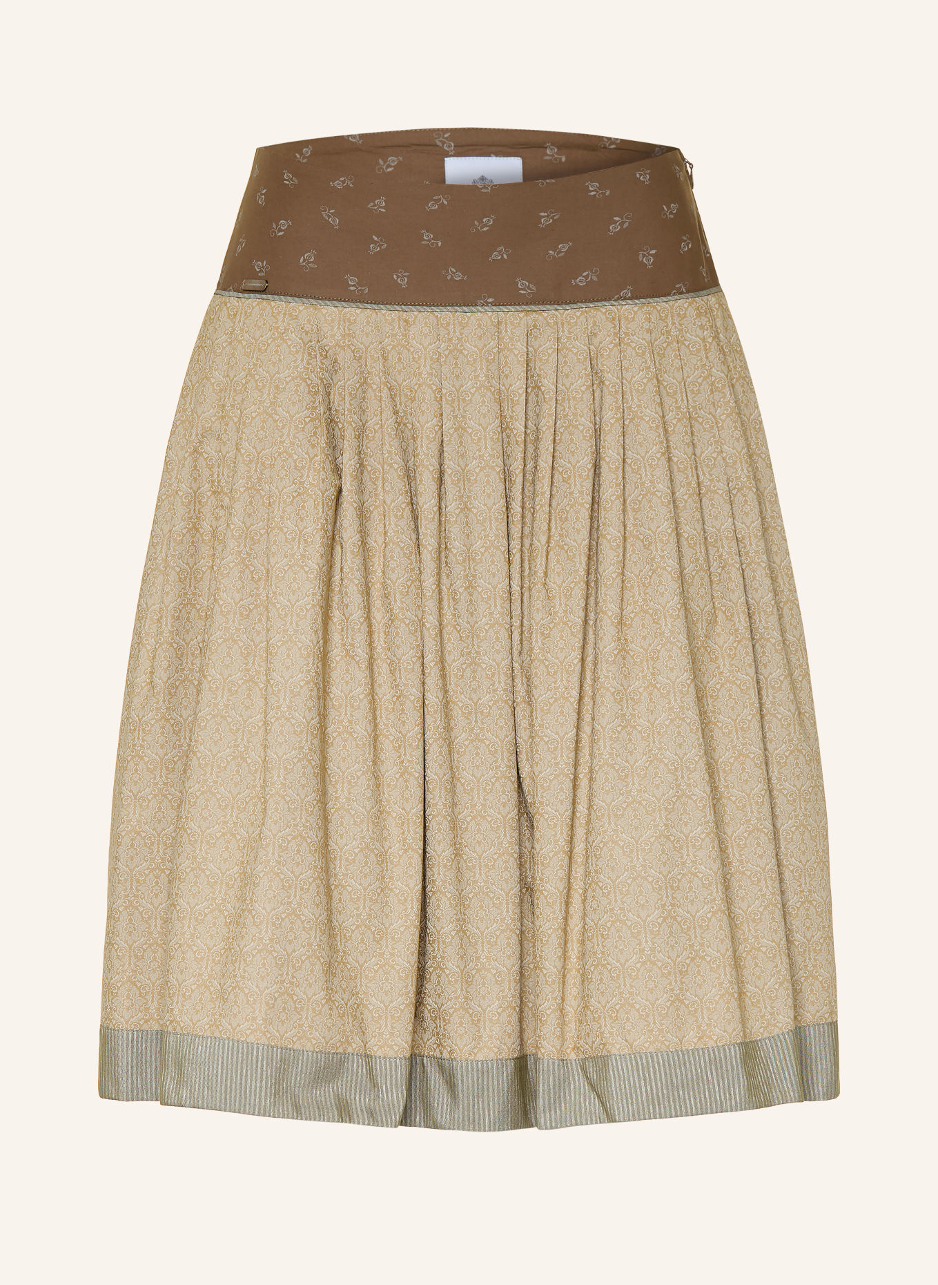 Hammerschmid Traditionele rok PASSAU met plooien: LICHTGROEN / KAKI