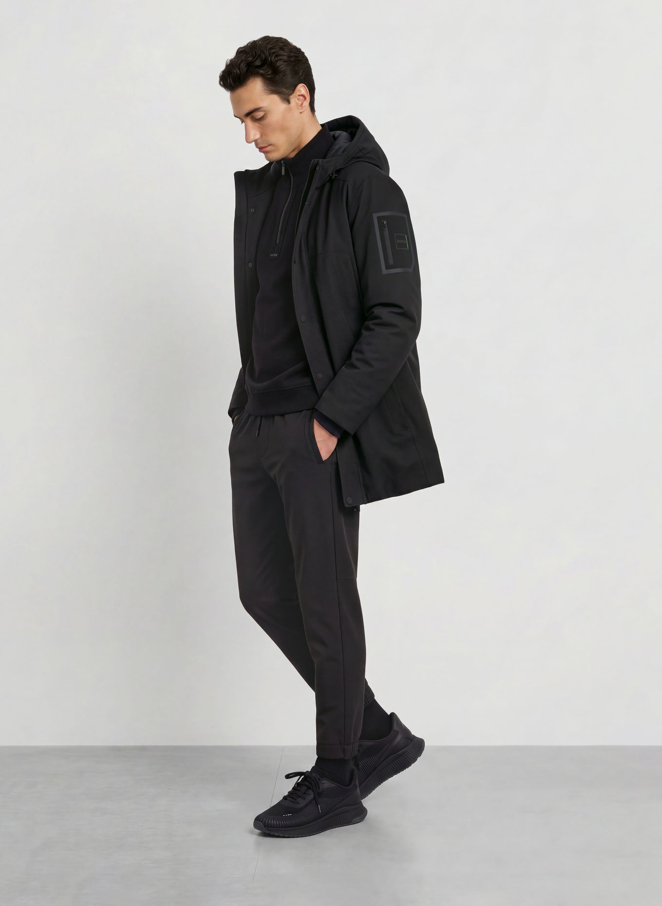 BOSS Parka HEXATECH: ČERNÁ