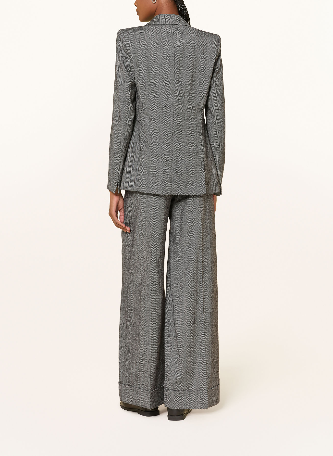 windsor. Pantalon palazzo: GRIS FONCÉ / BLANC