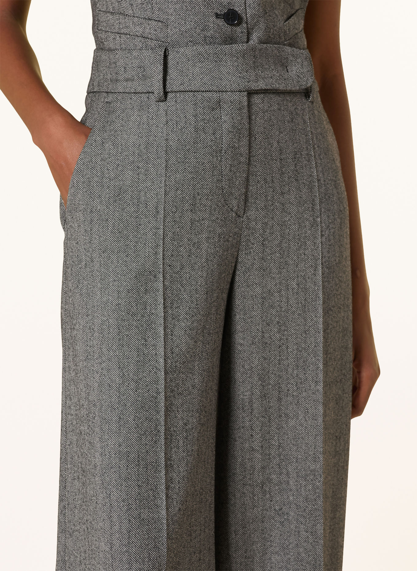 windsor. Pantalon palazzo: GRIS FONCÉ / BLANC
