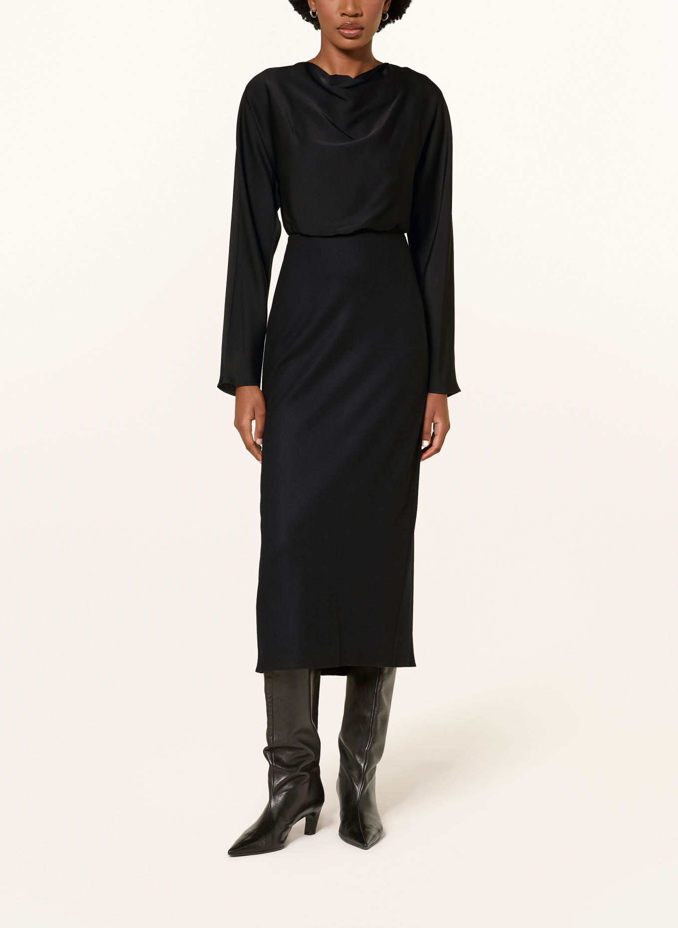 windsor. Dress made from a mix of materials: BLACK
