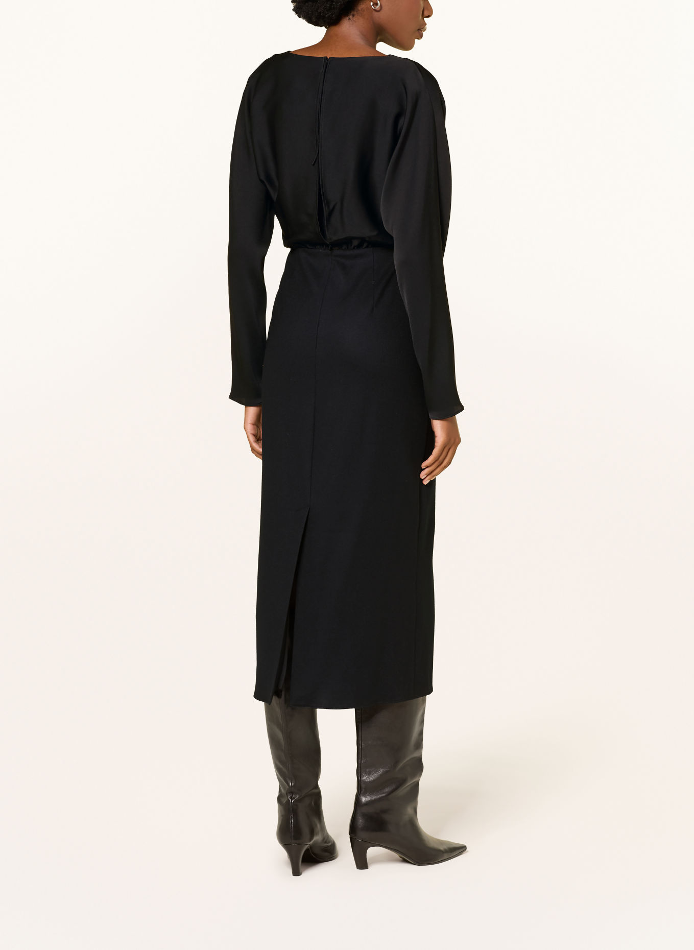 windsor. Dress made from a mix of materials: BLACK