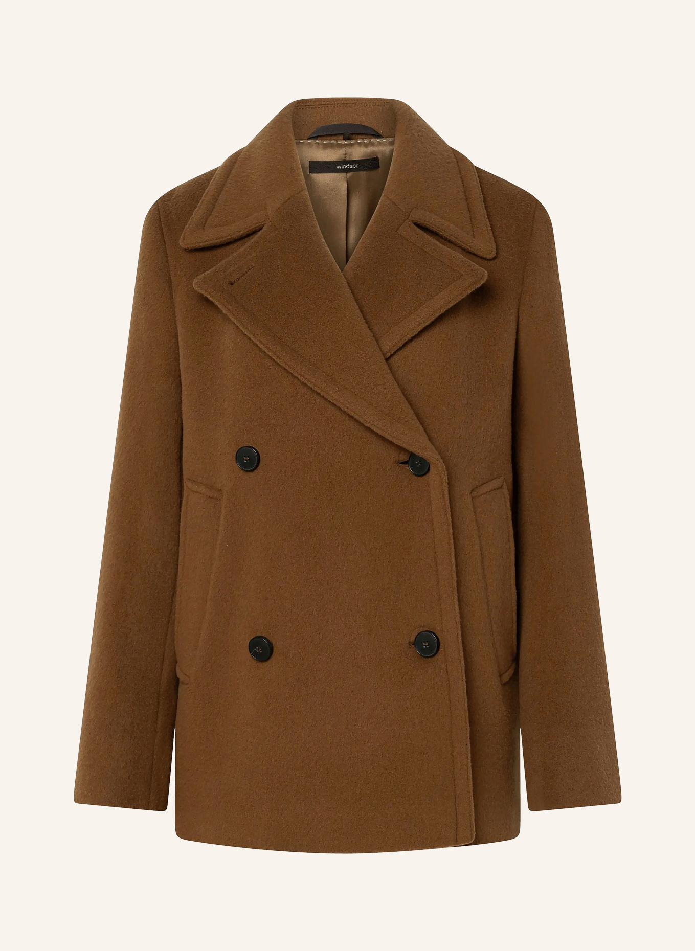 windsor. Pea coat: COGNAC