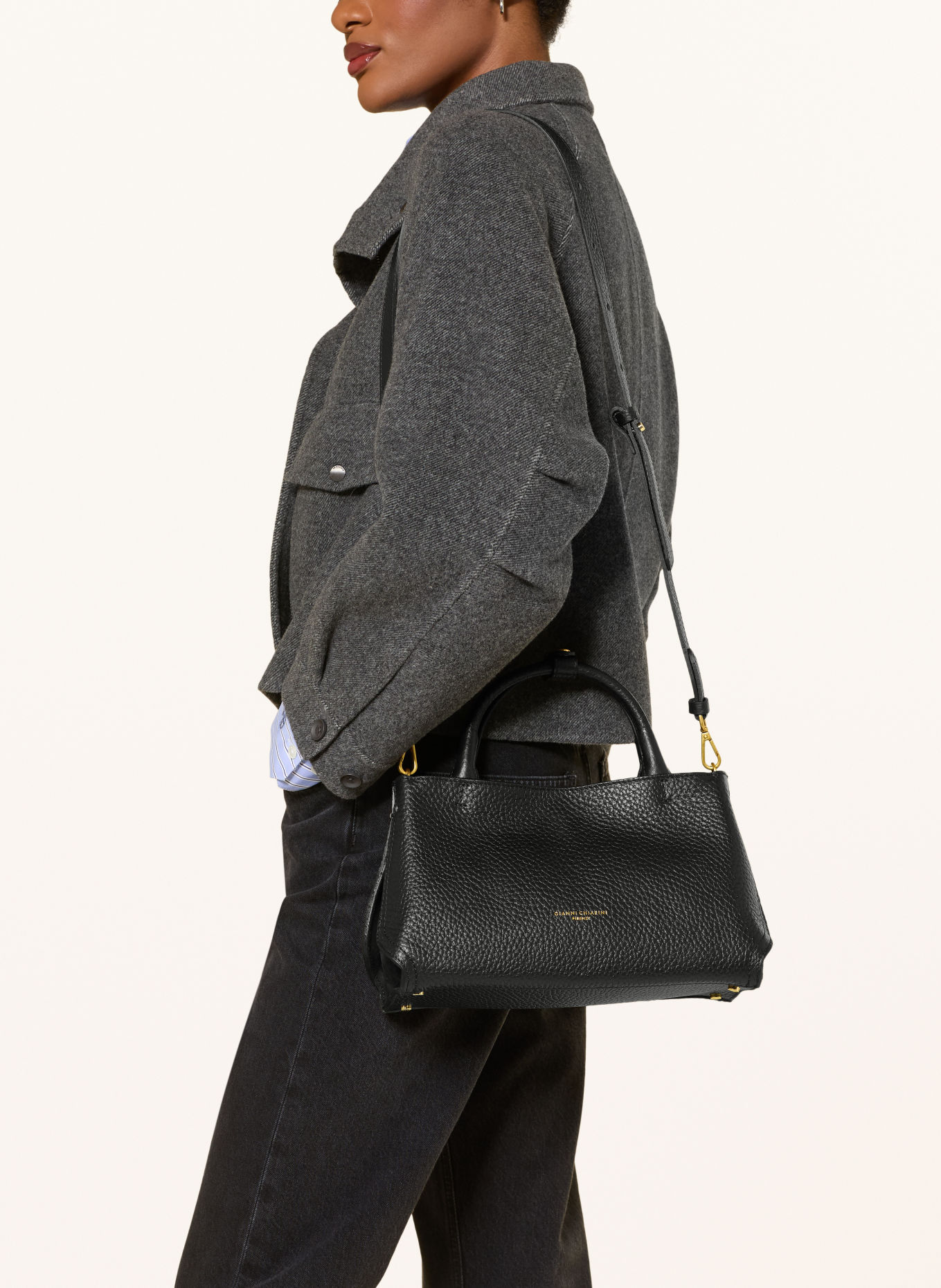 GIANNI CHIARINI Handtas AMAL SMALL: ZWART / GOUD