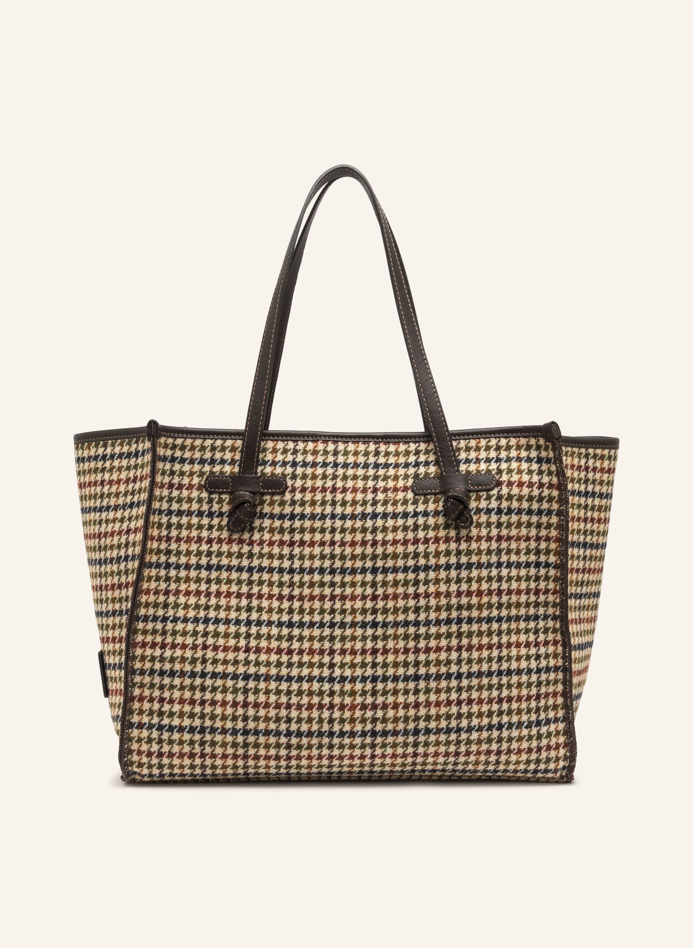 GIANNI CHIARINI Shoppers MARCELLA met Pouch: CRÈME / MARRON FONCÉ / KAKI