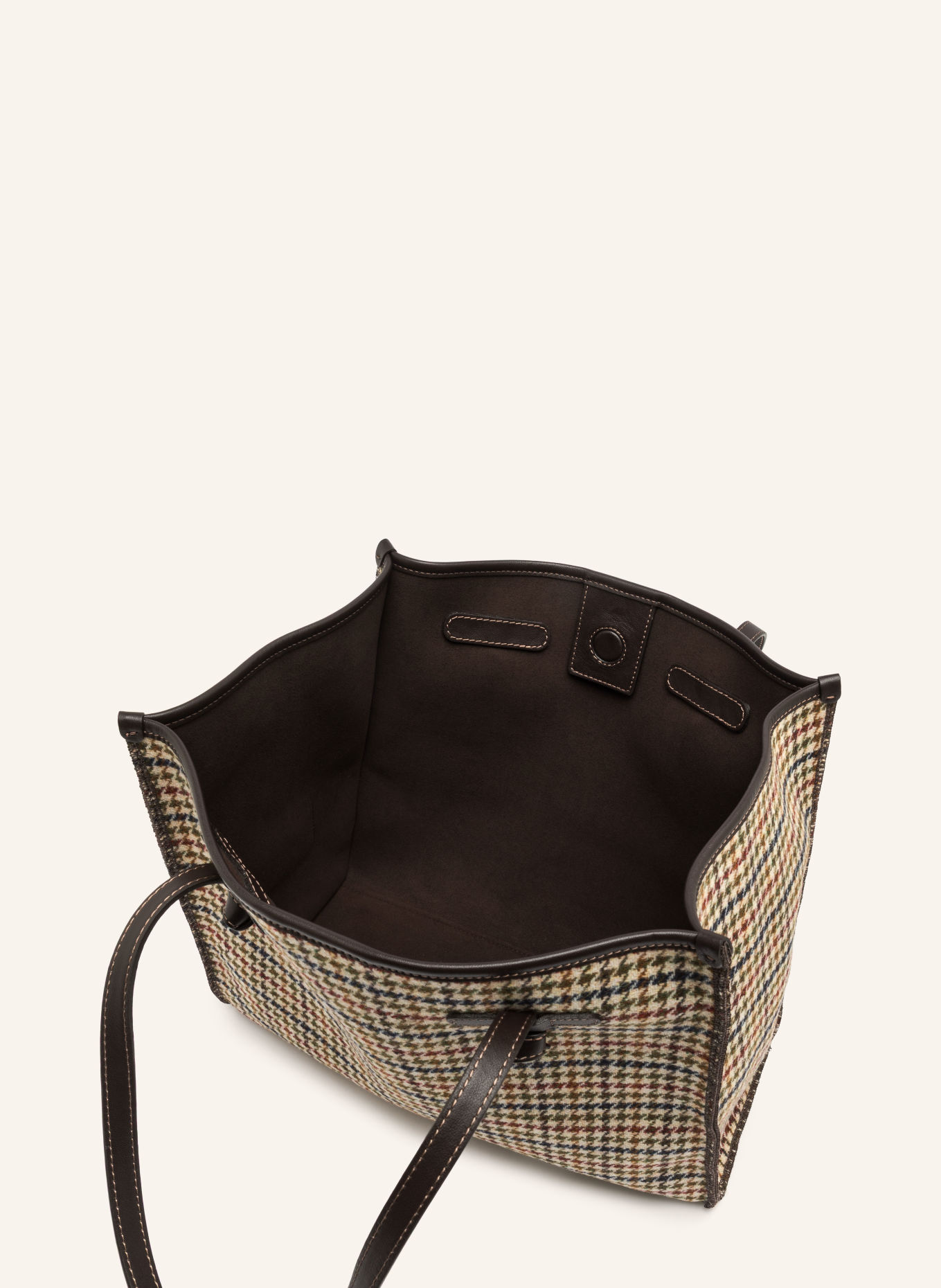 GIANNI CHIARINI Shoppers MARCELLA met Pouch: CRÈME / MARRON FONCÉ / KAKI