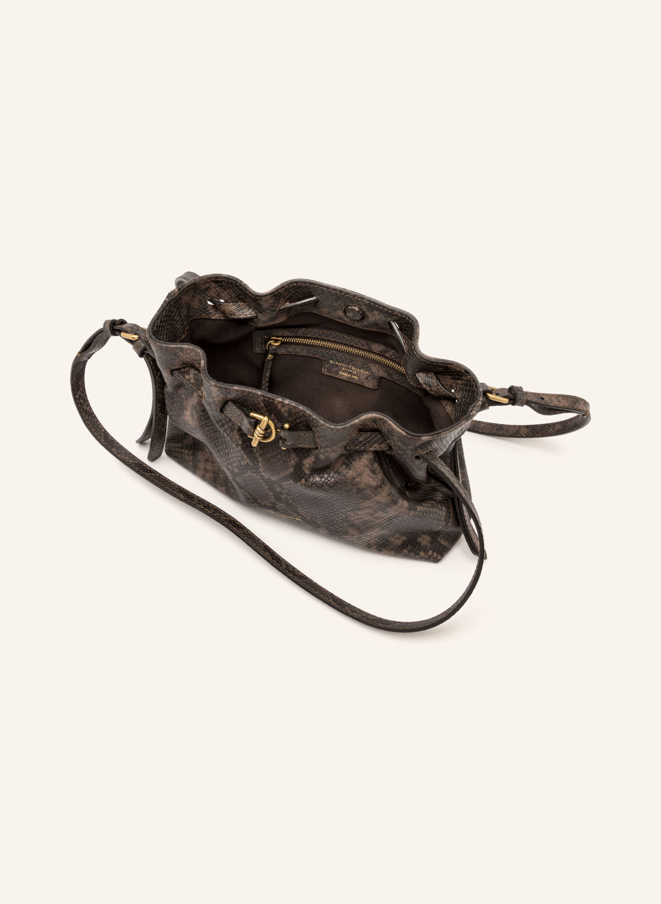 GIANNI CHIARINI Handtasche MIMI MEDIUM: DUNKELBRAUN / GOLD