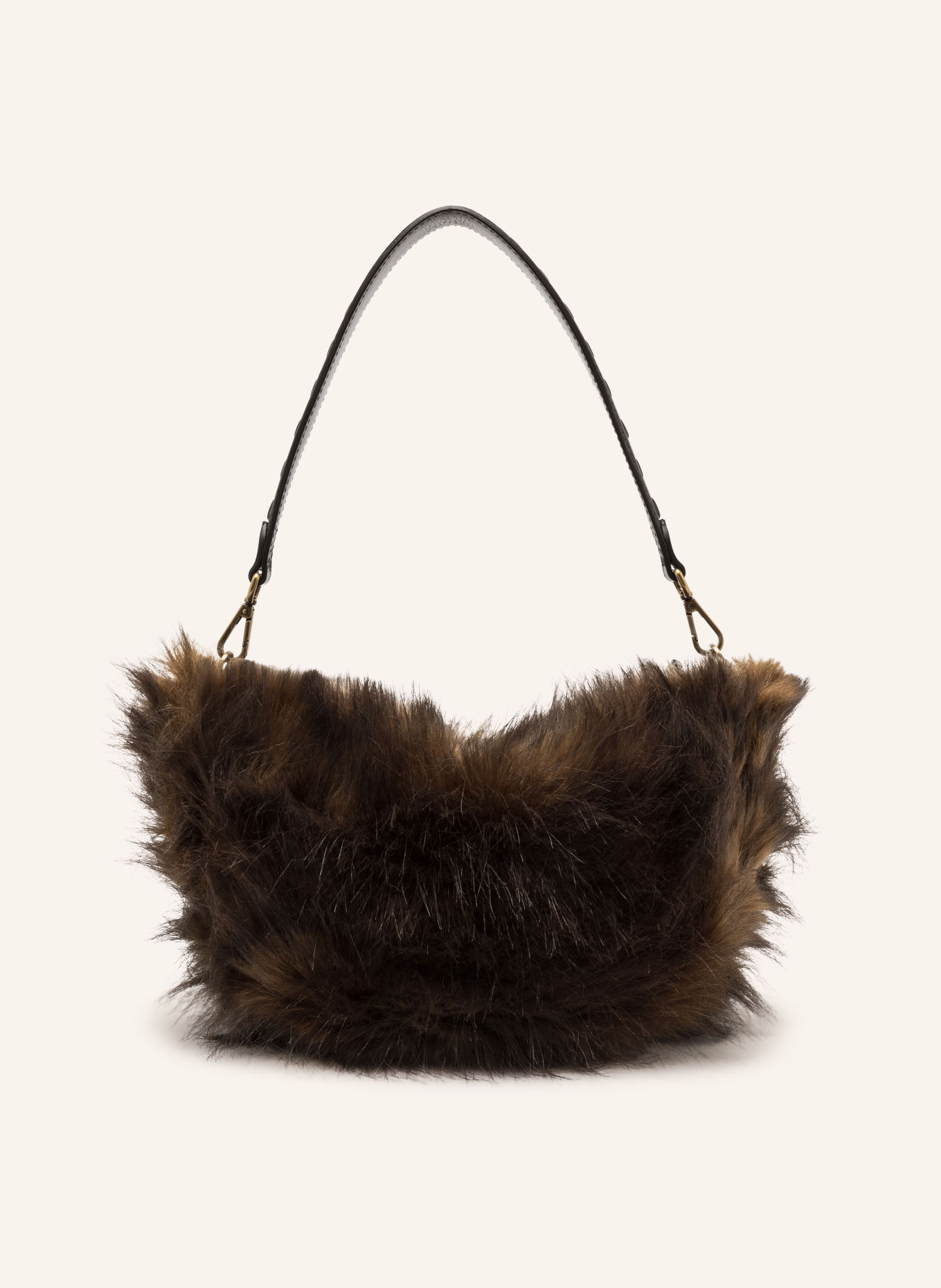 GIANNI CHIARINI Schoudertas CLEO SMALL van kunstbont: MARRON FONCÉ / ZILVER