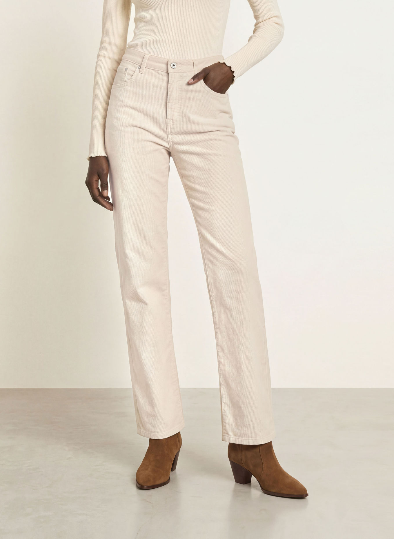 AG Jeans Pantalon en velours côtelé BRINLEY: ÉCRU