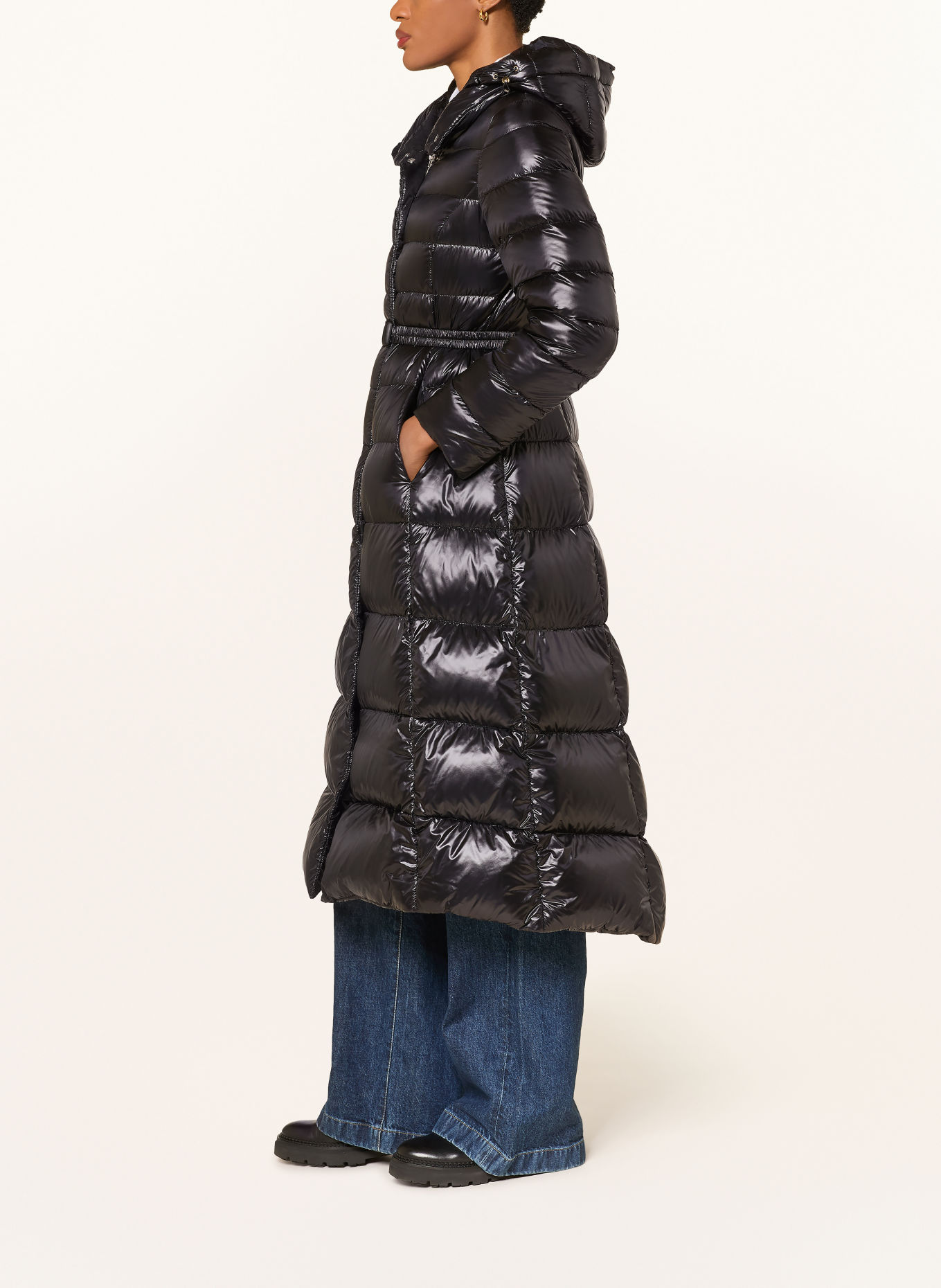 HERNO Lightweight donsjas met afneembare capuchon: ZWART