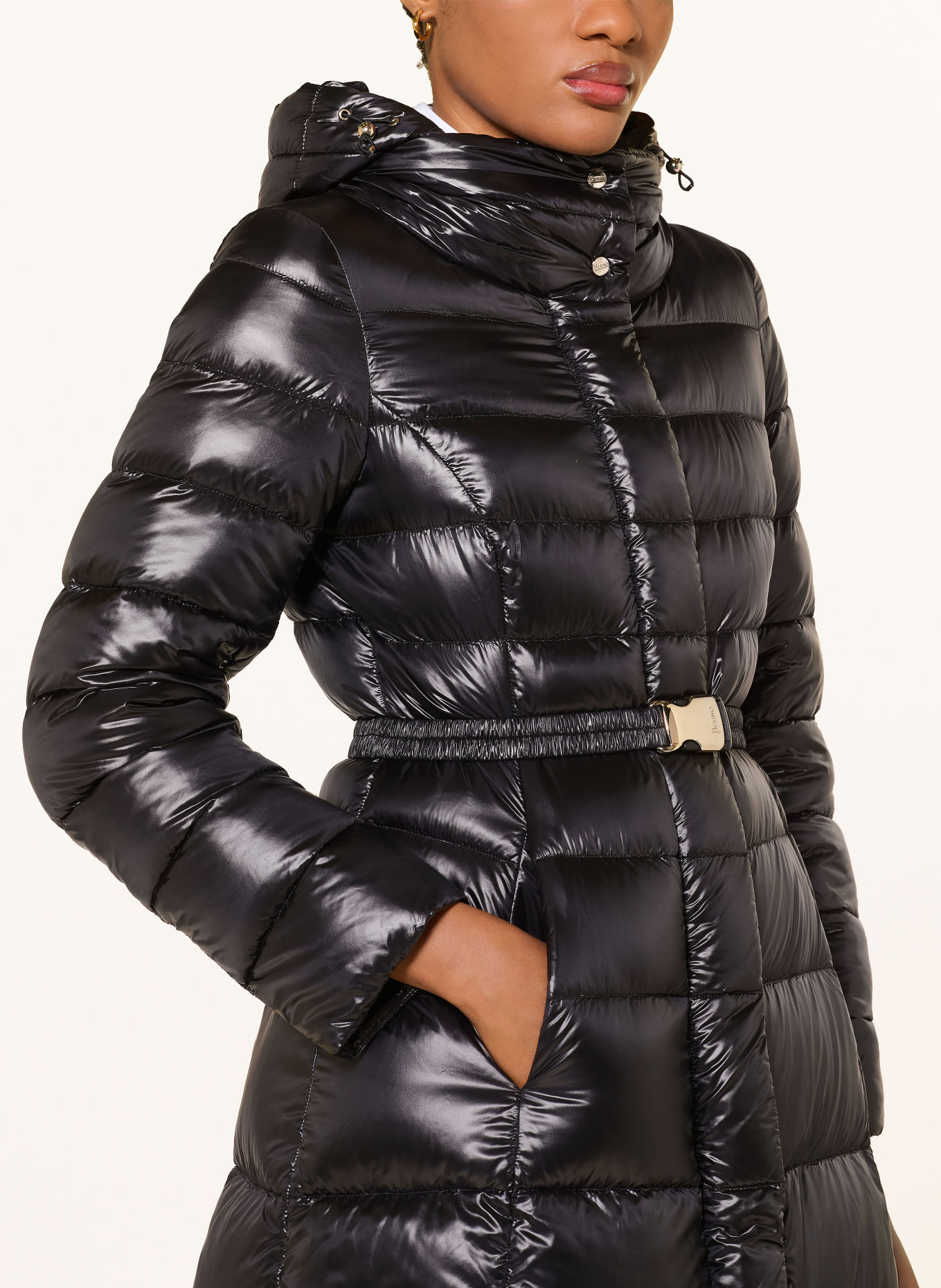 HERNO Lightweight donsjas met afneembare capuchon: ZWART