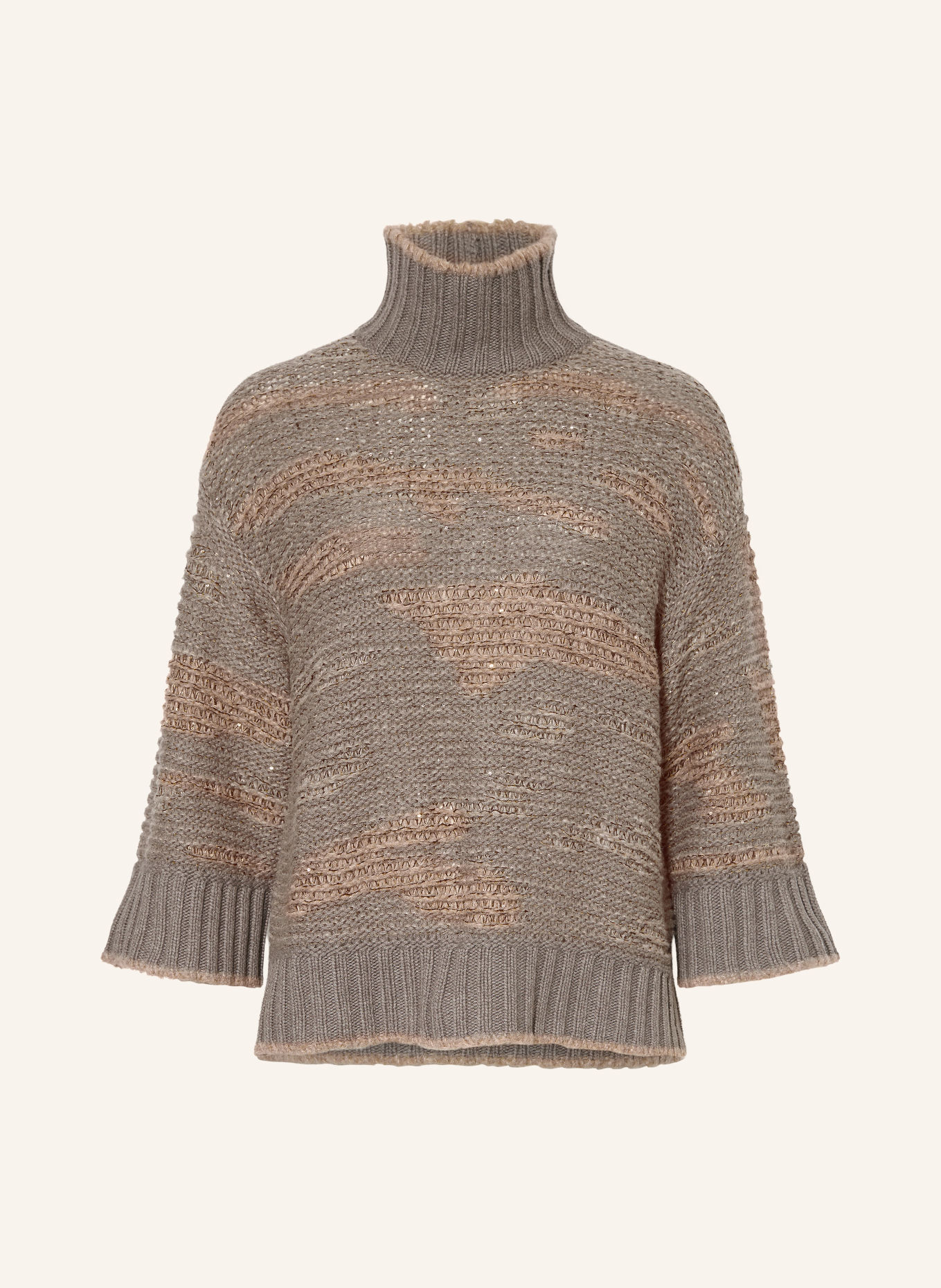 FABIANA FILIPPI Trui met merinowol en pailletten: TAUPE / GOUD / ZWART